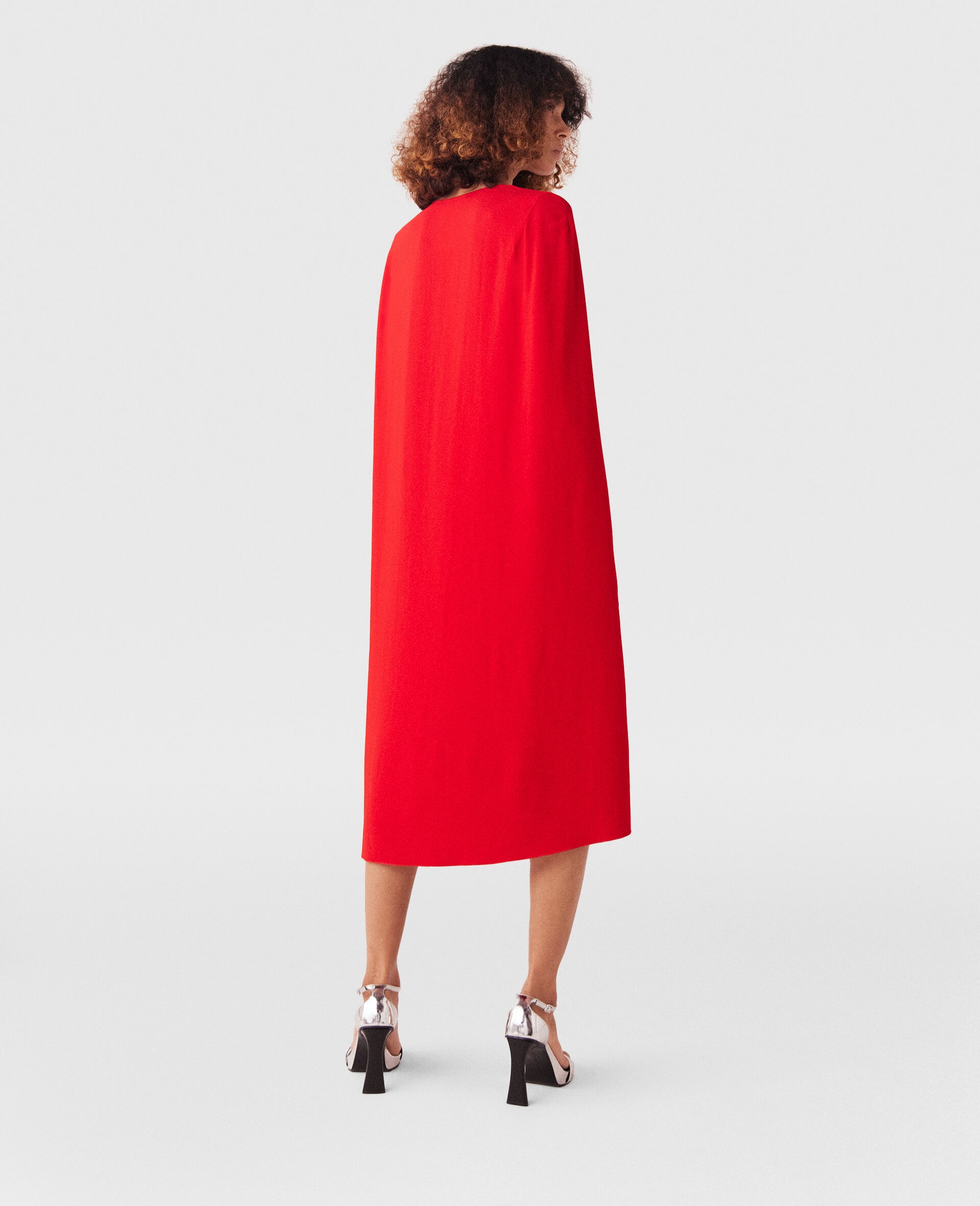 Round Neck Cape Midi Dress - 3