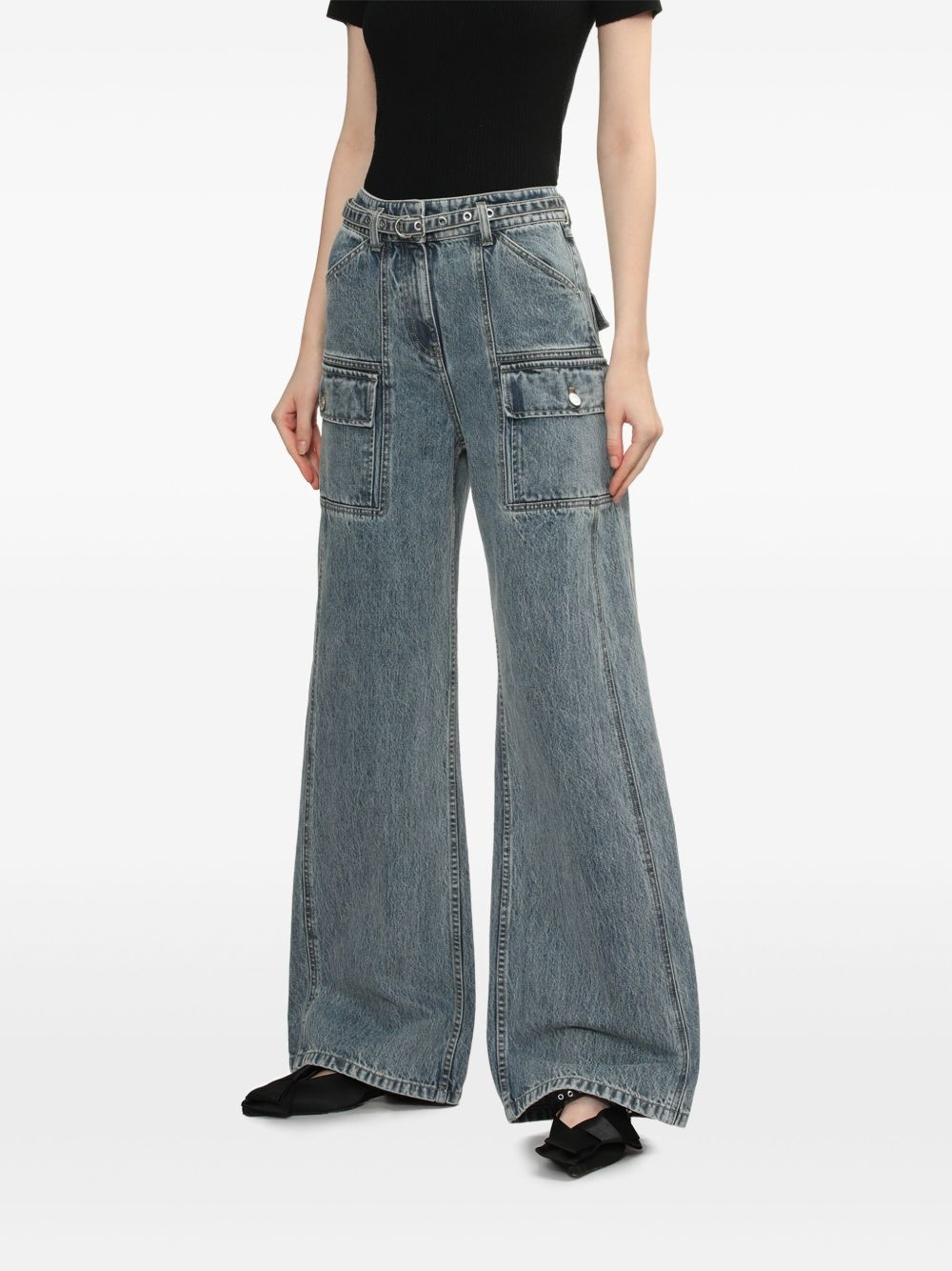 belted wide-leg jeans - 3