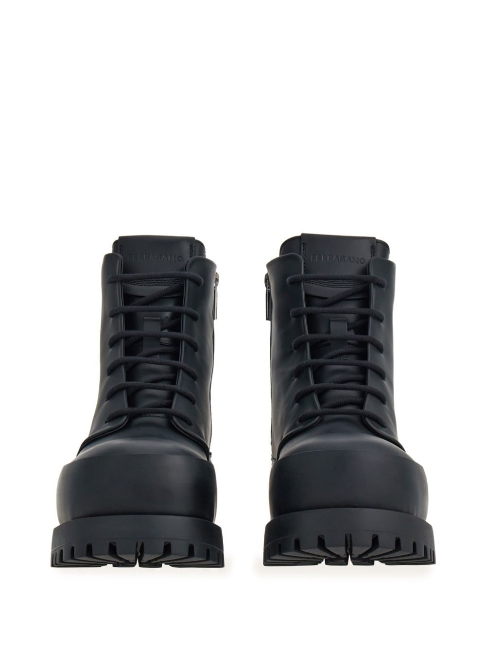 lace-up leather combat boots - 4
