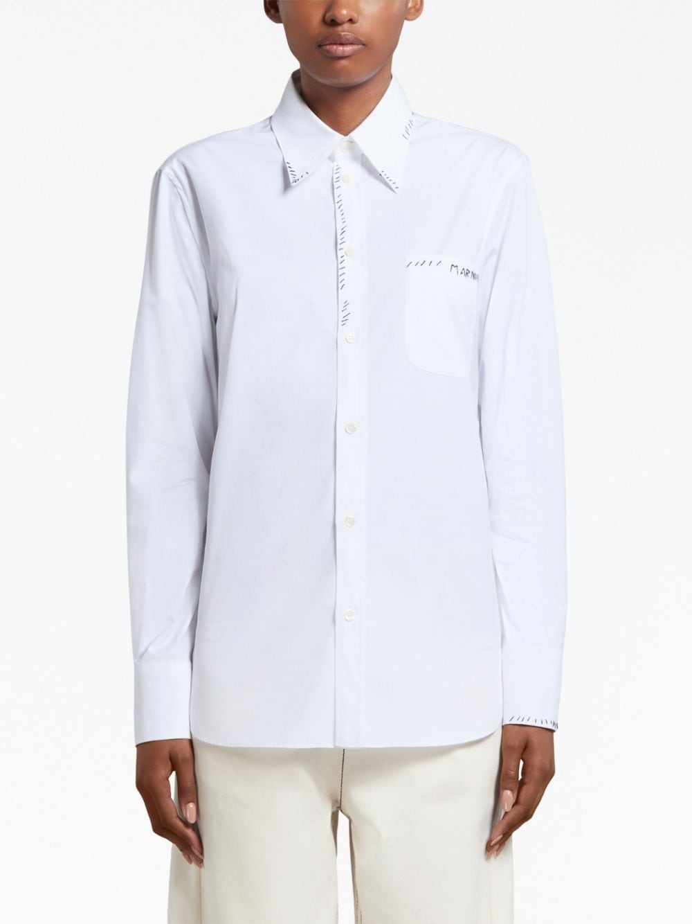 logo-embroidered cotton shirt - 2