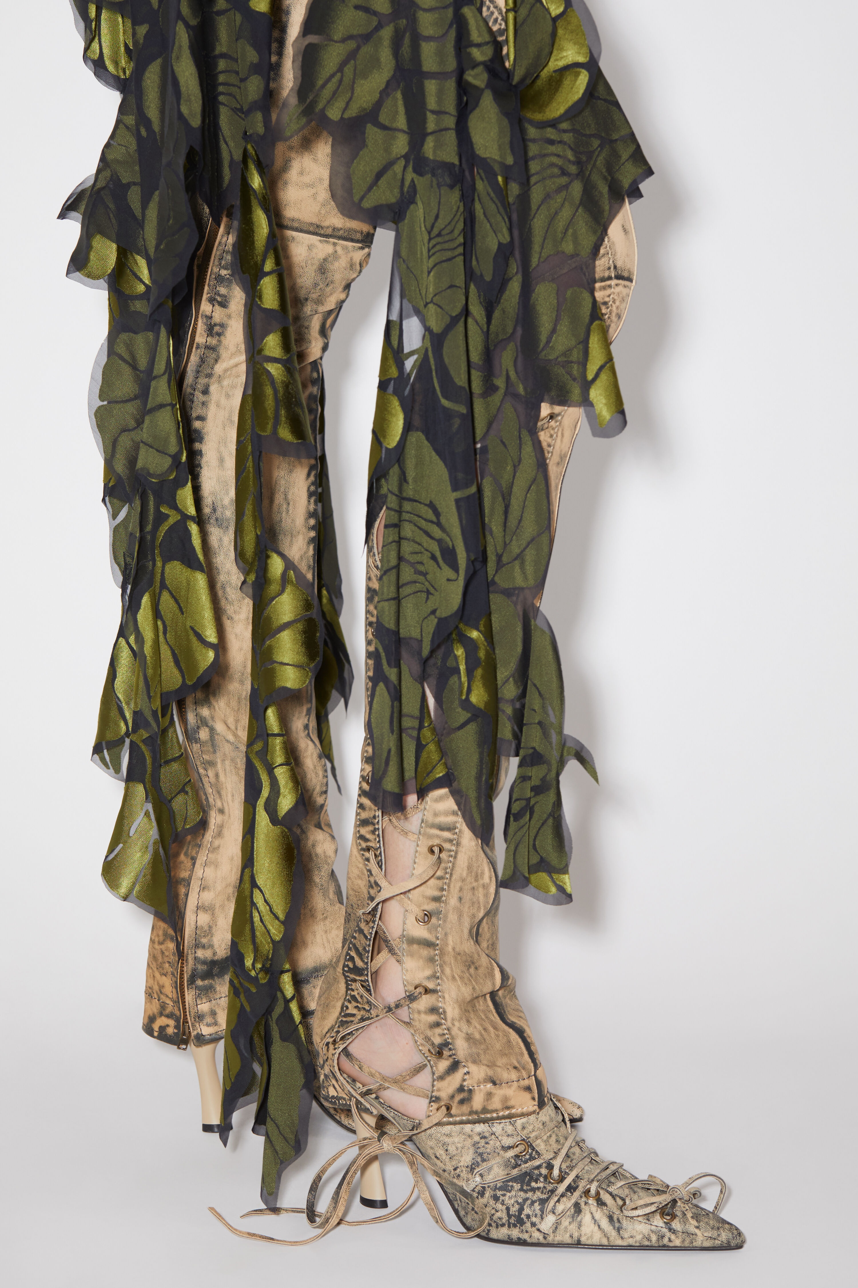 Patchwork strap dress - Black/green - 5