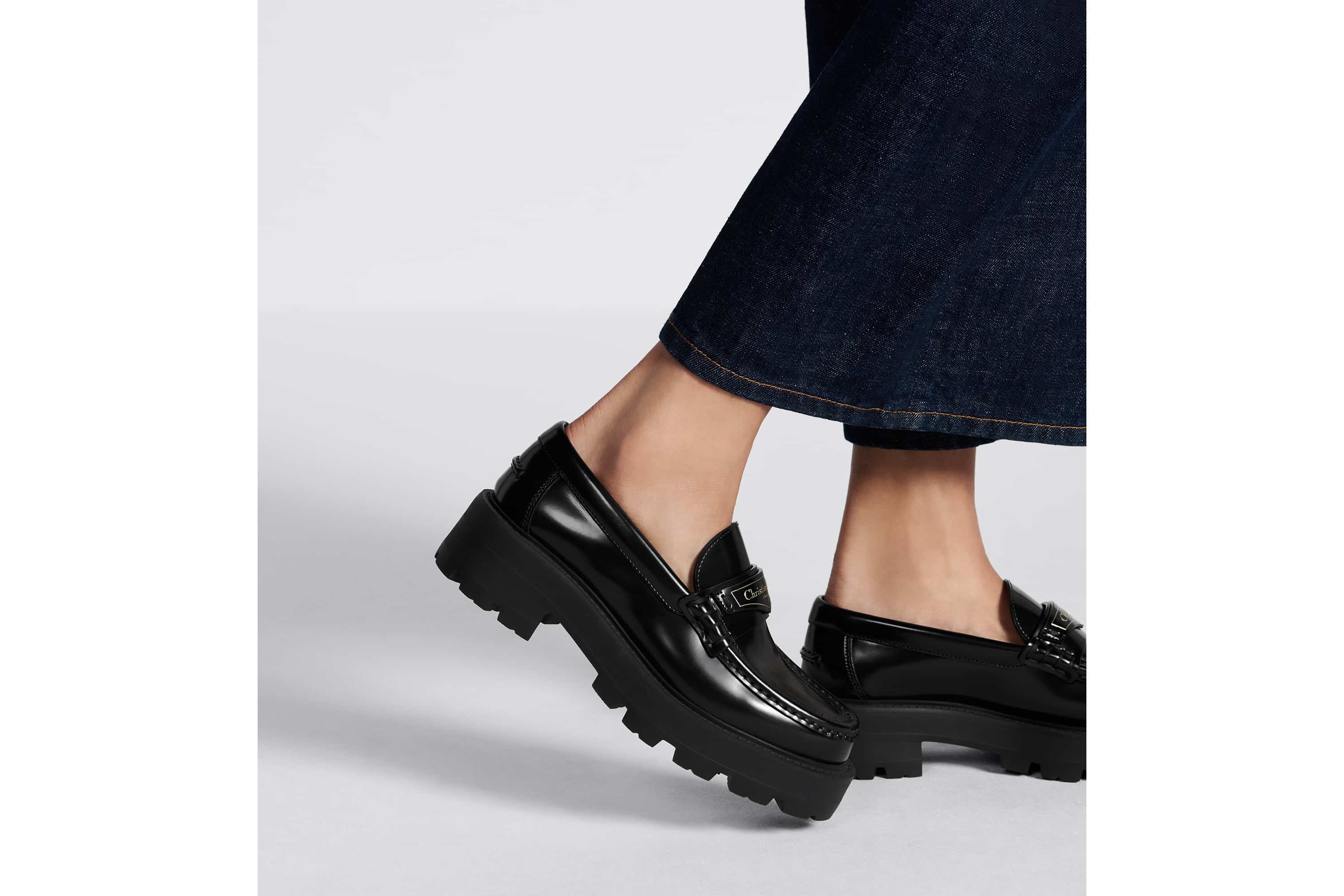 Dior Boy Platform Loafer Black Brushed Calfskin | DIOR