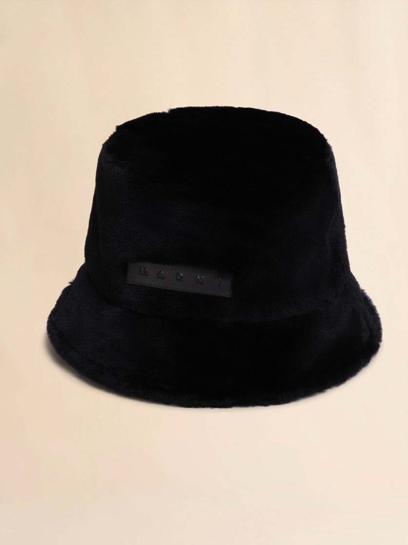 BLACK SHAVED SHEARLING BUCKET HAT - 4