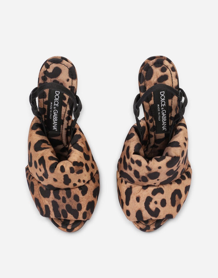 Quilted leopard-print nylon sandals - 4