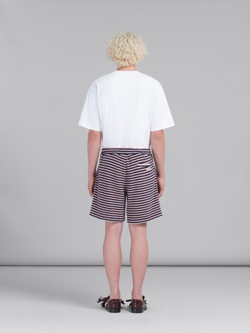RED AND BLUE STRIPED TERRY SHORTS - 3