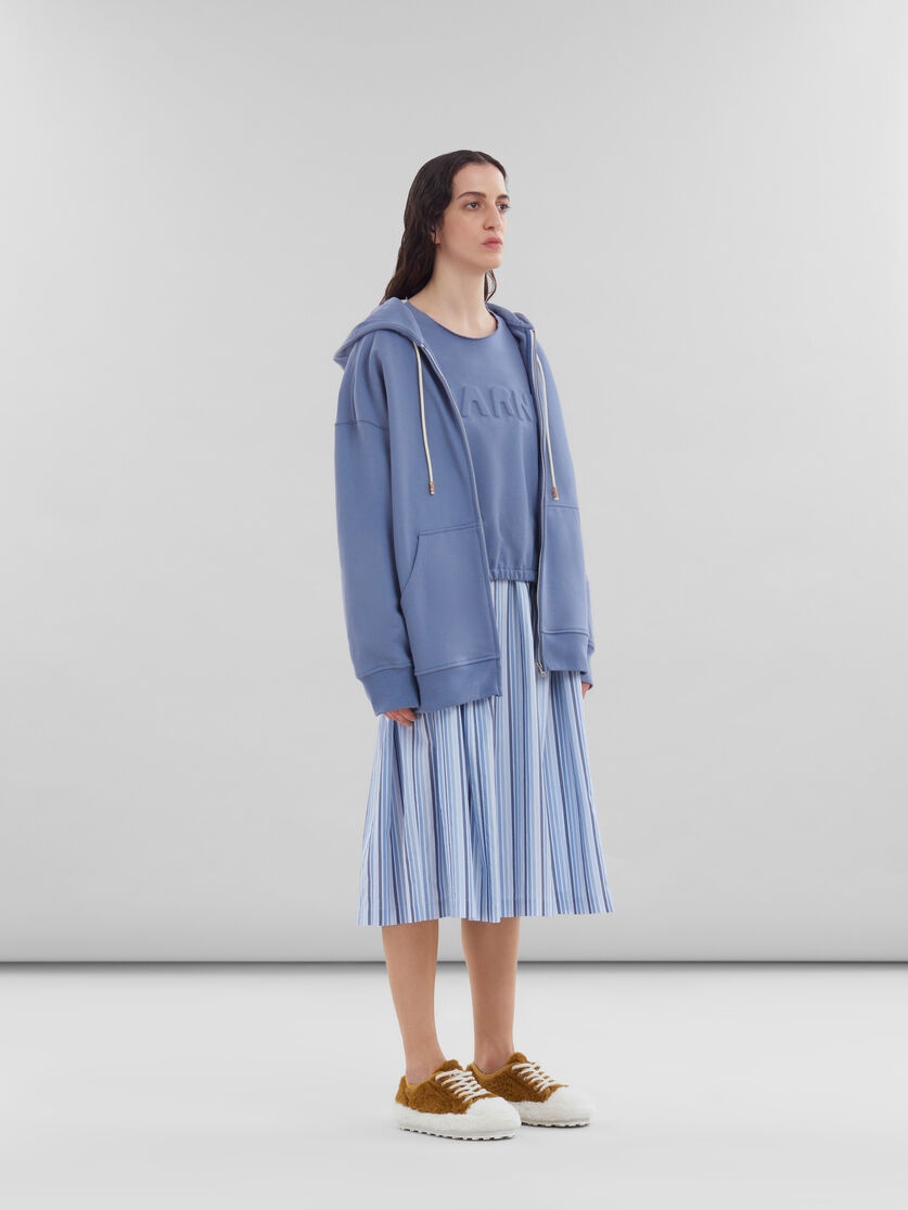 BLUE ORGANIC COTTON SWEATSHIRT WITH PADDED LOGO - 5