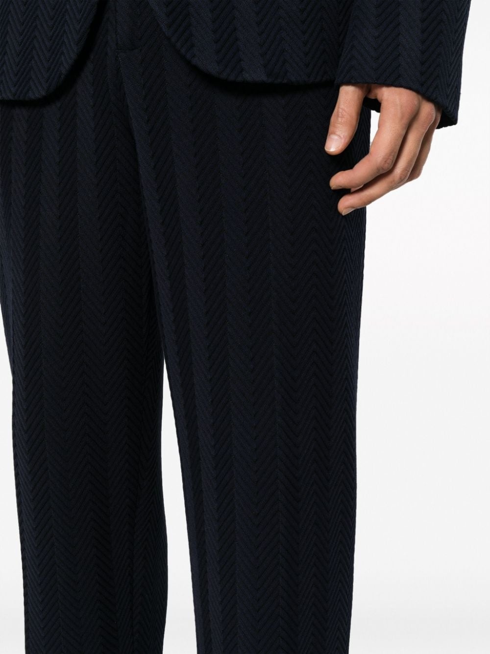 chevron-knit straight-leg trousers - 5