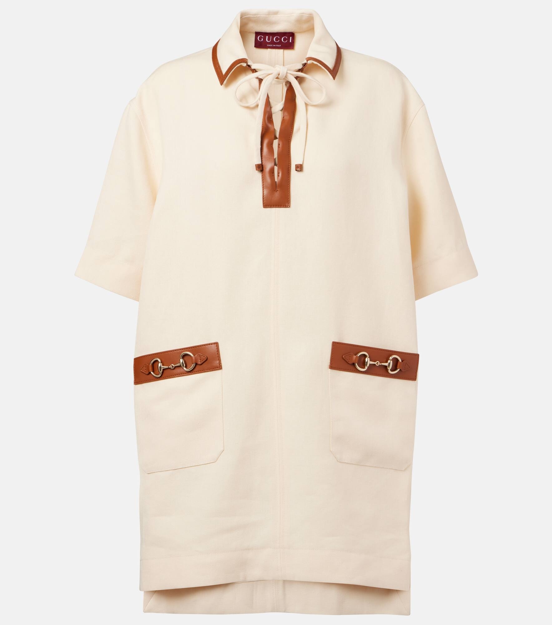 Horsebit linen canvas minidress - 1