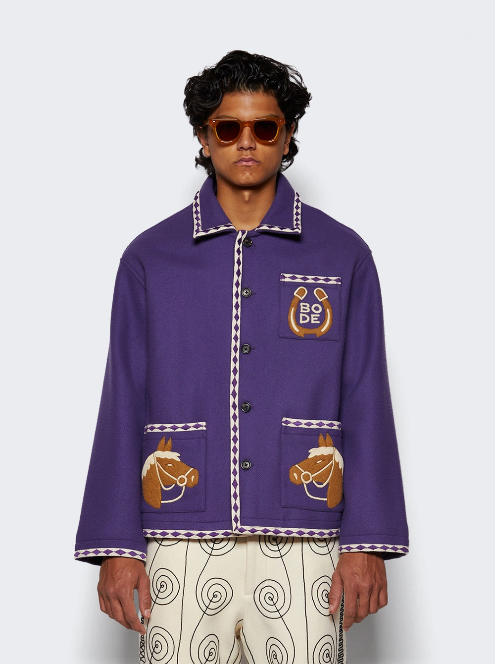Bronco Applique Jacket Purple And White - 3