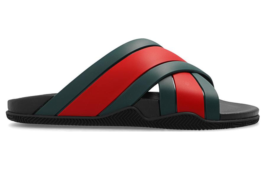 (WMNS) Gucci Slide Web Stripe 'Black' 627820-J8700-8460 - 2