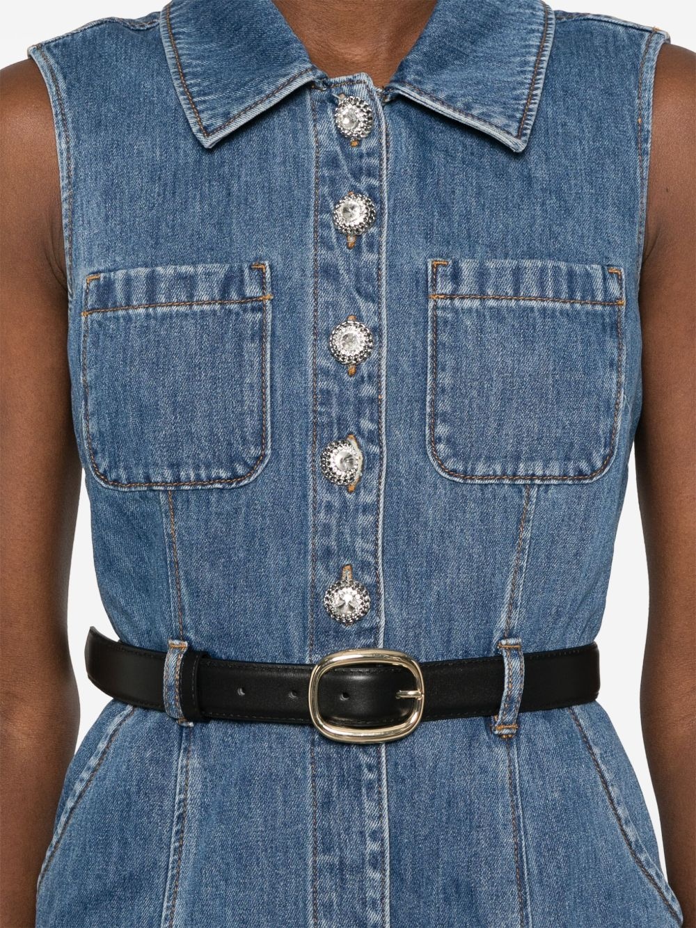 sleeveless denim mini dress - 5