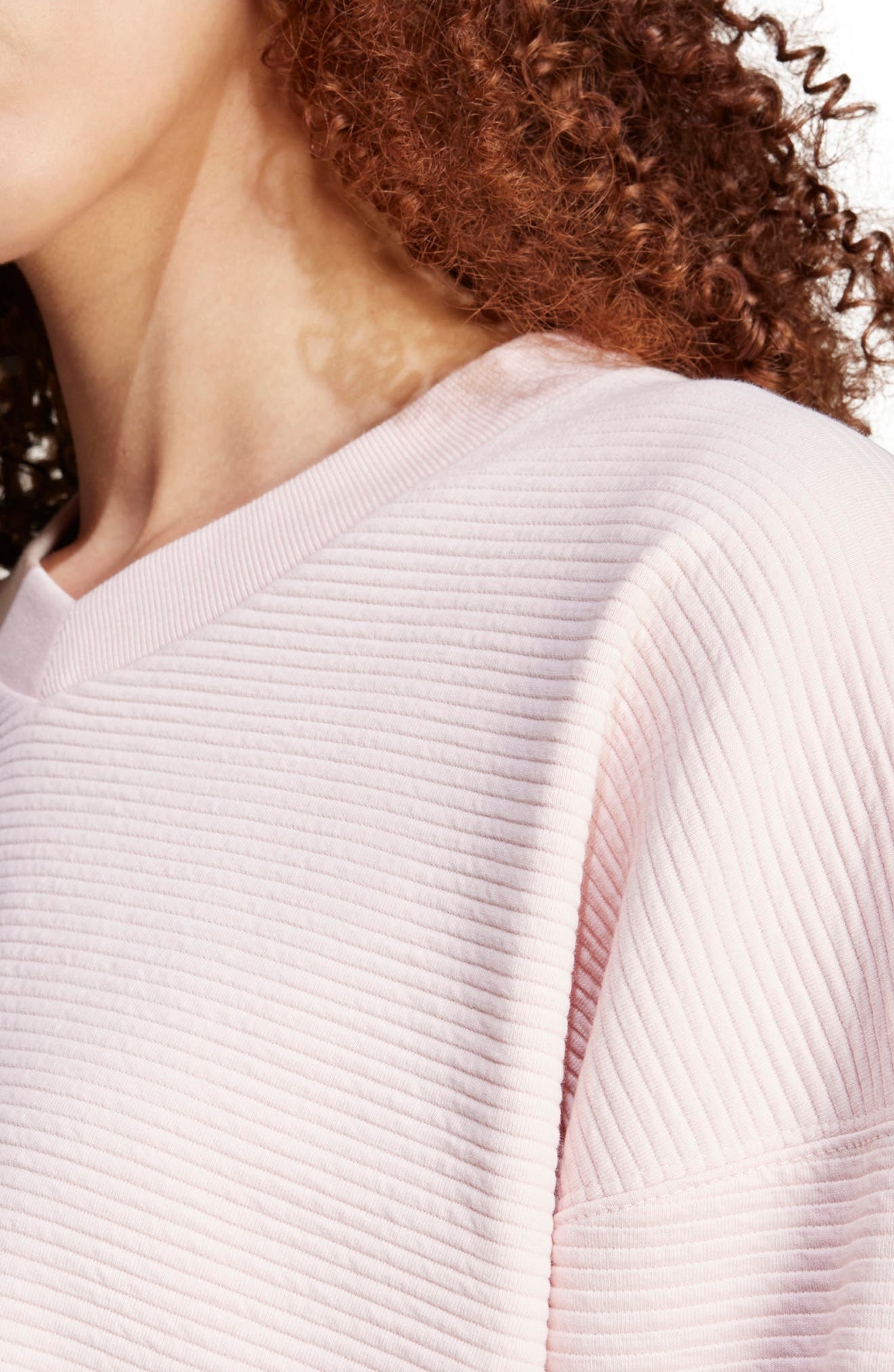 adidas All Szn Rib V-Neck Sweatshirt in Sandy Pink at Nordstrom - 3