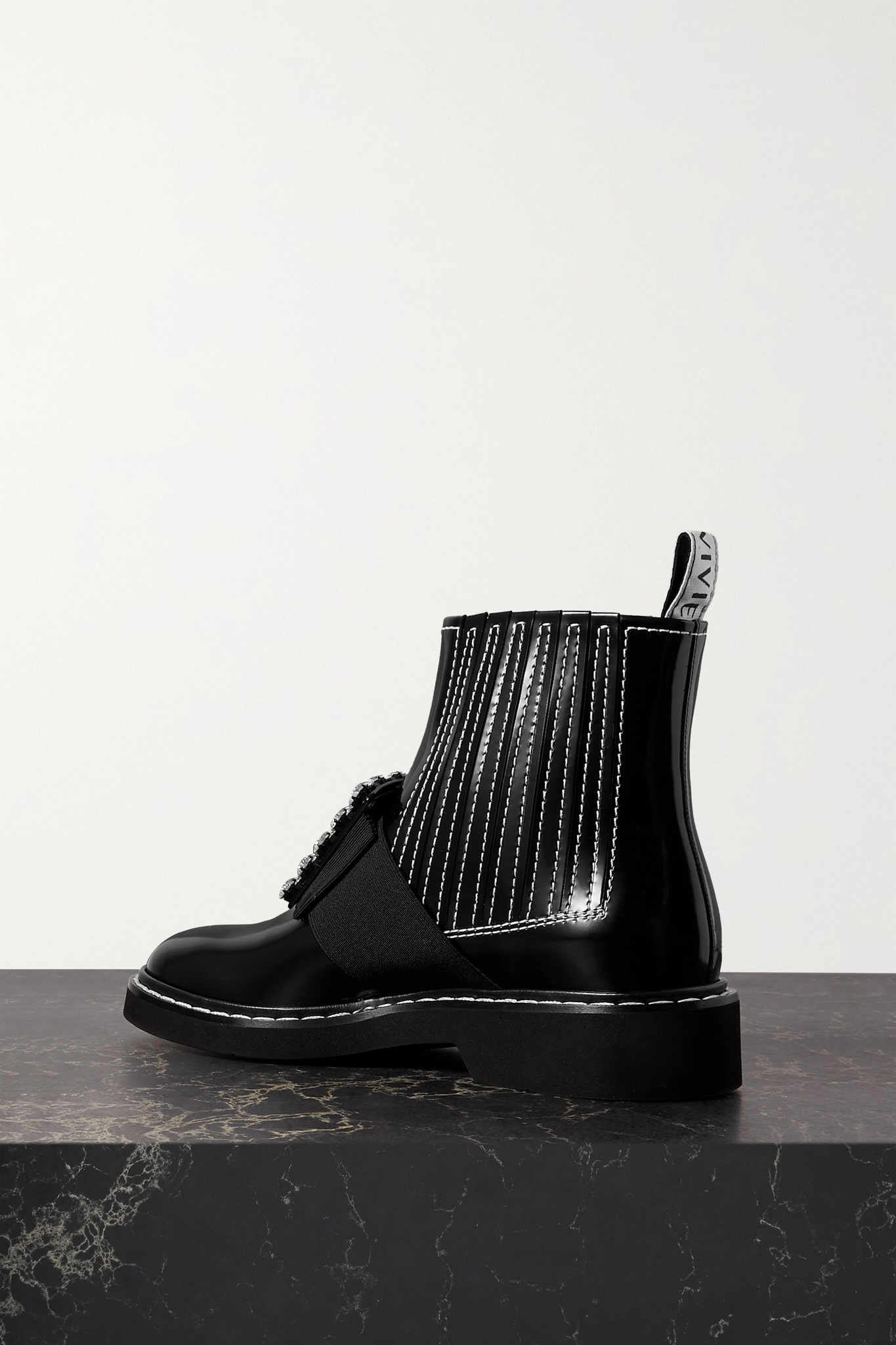 Viv Ranger crystal-embellished patent-leather Chelsea boots - 3