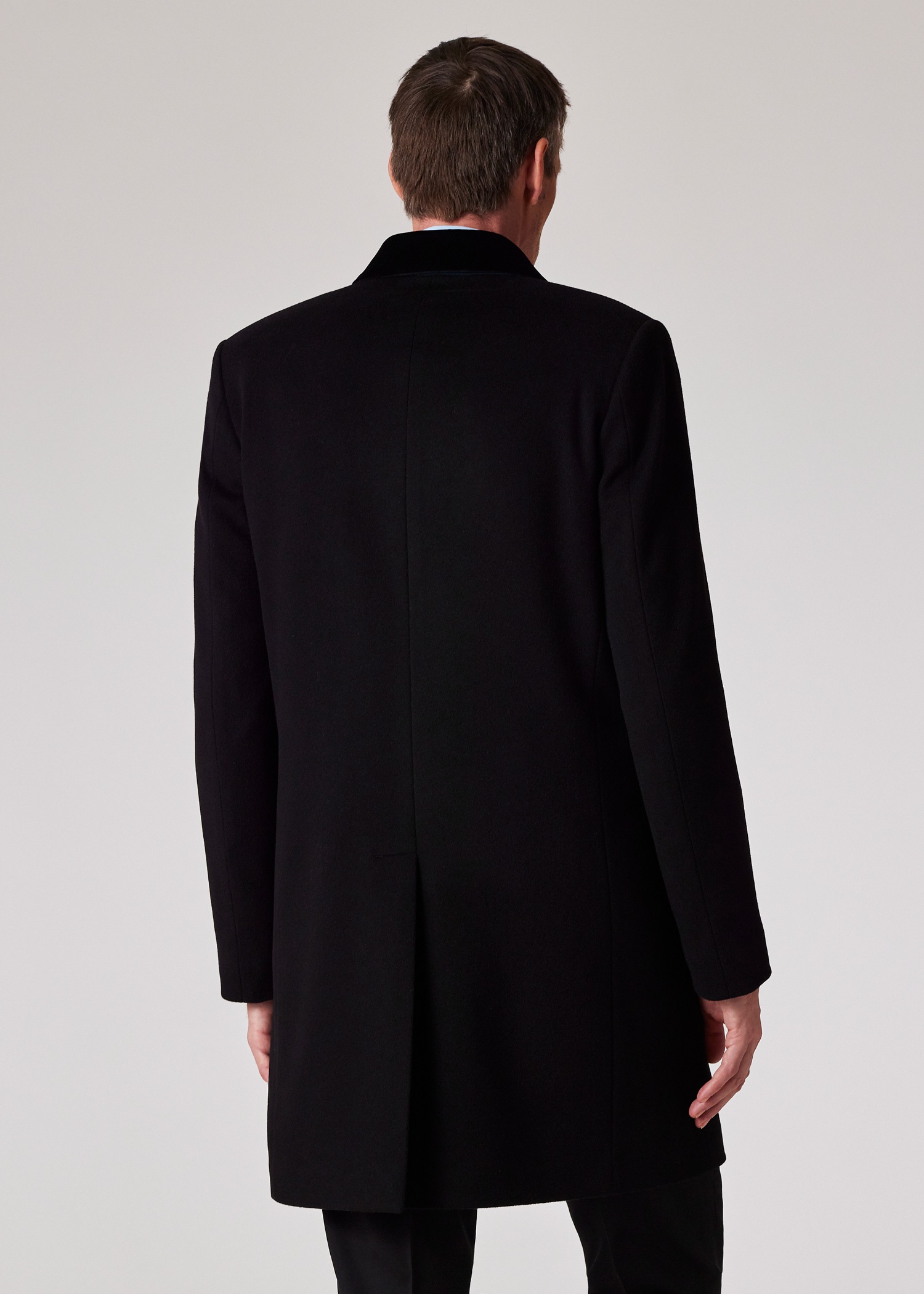 Black Wool-Cashmere Epsom Coat - 6