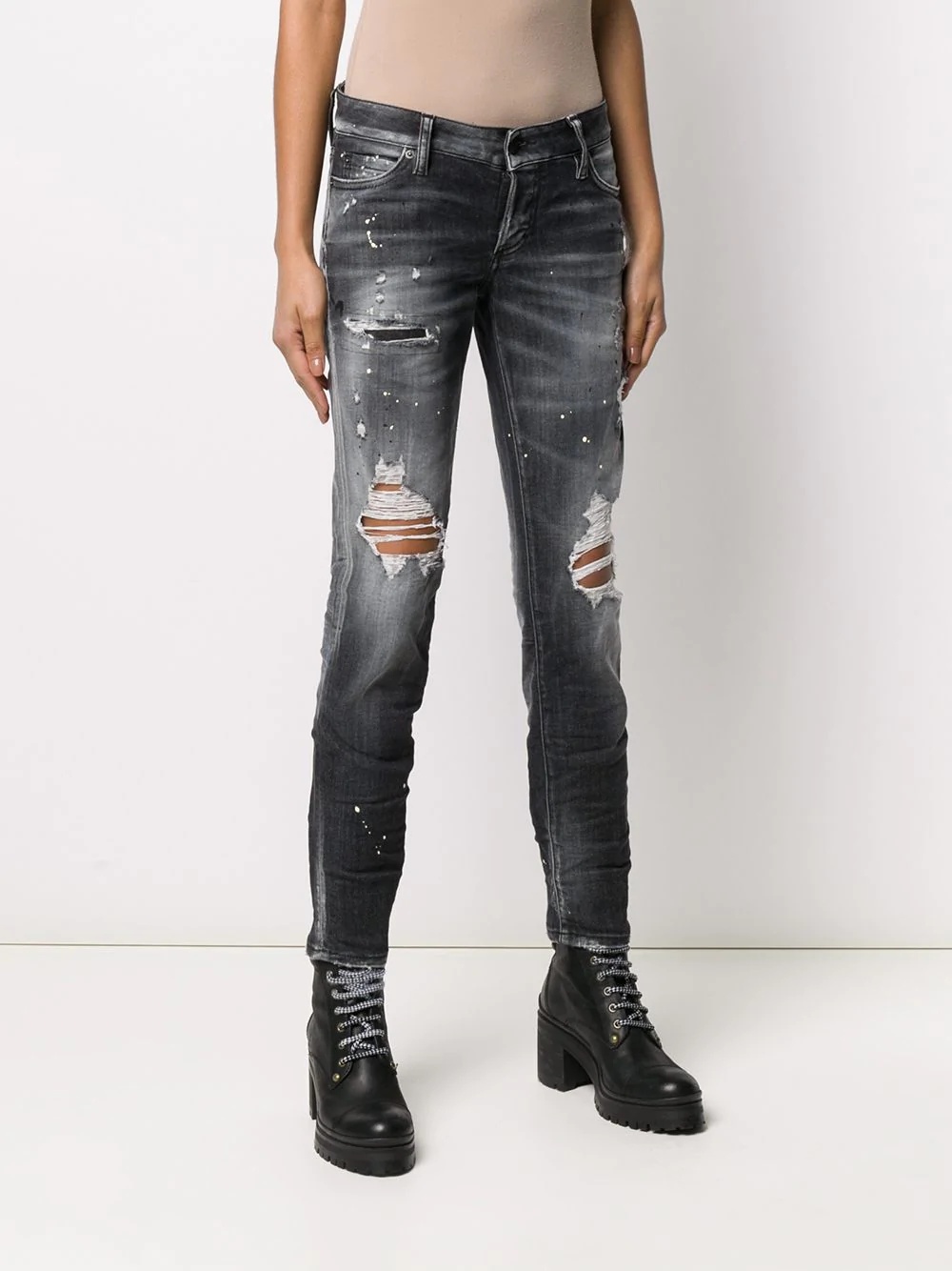 distressed-effect slim-fit jeans - 3