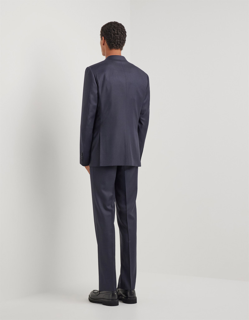 NAVY BLUE PURE WOOL SUIT WITH SINGLE-BREASTED TWO-BUTTON JACKET 4