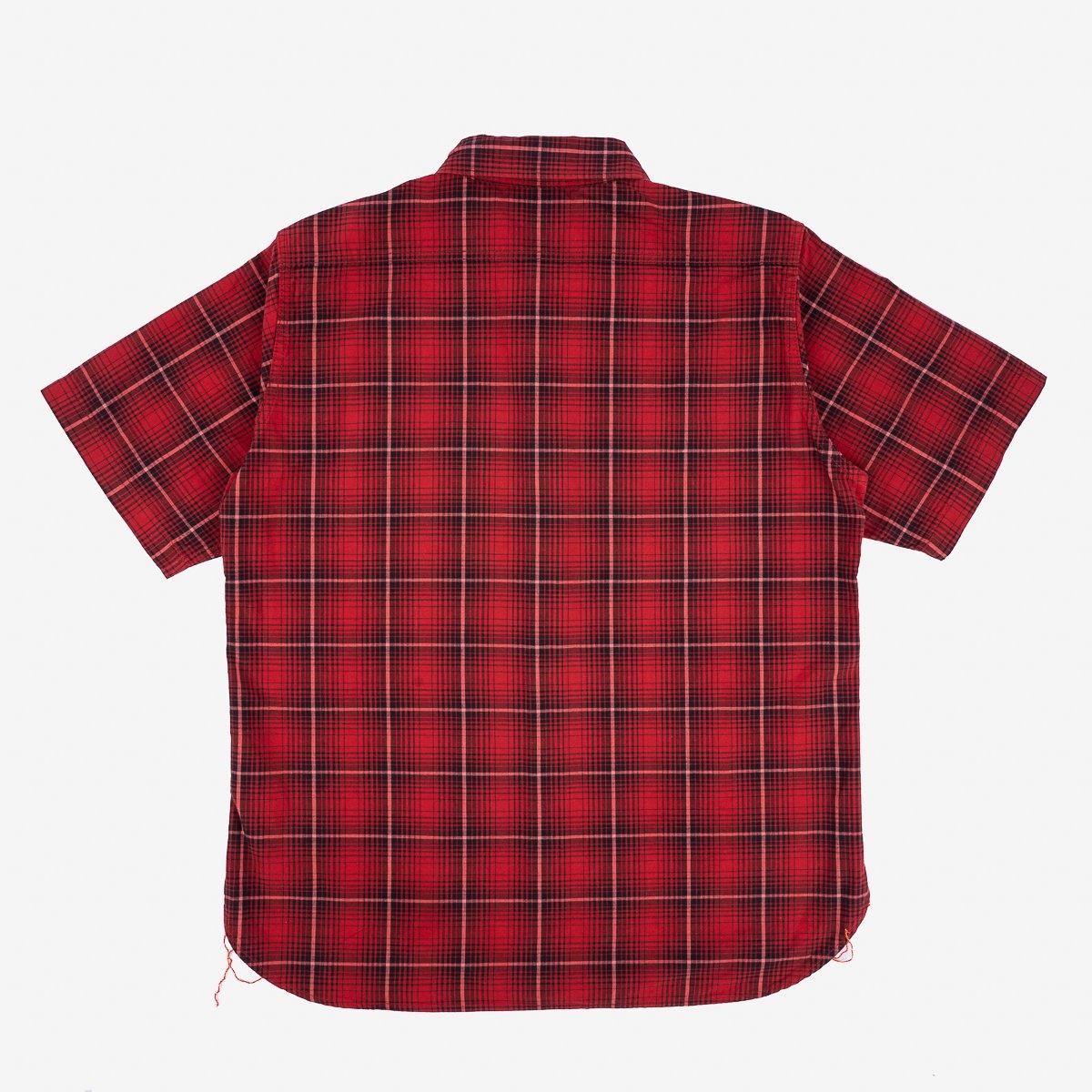 IHSH-392-RED 5oz Selvedge Short Sleeved Work Shirt - Red Vintage Check - 5