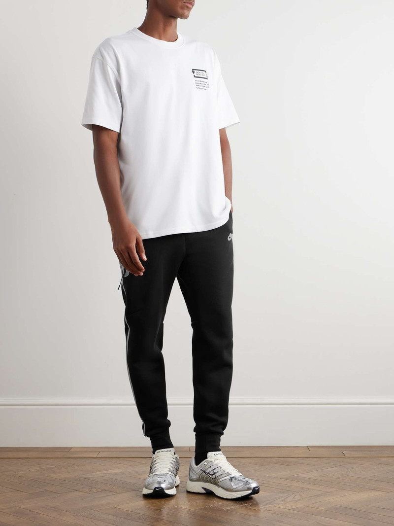 Nike Tapered Logo-Embroidered Striped Cotton-Blend Tech-Fleece Sweatpants outlook