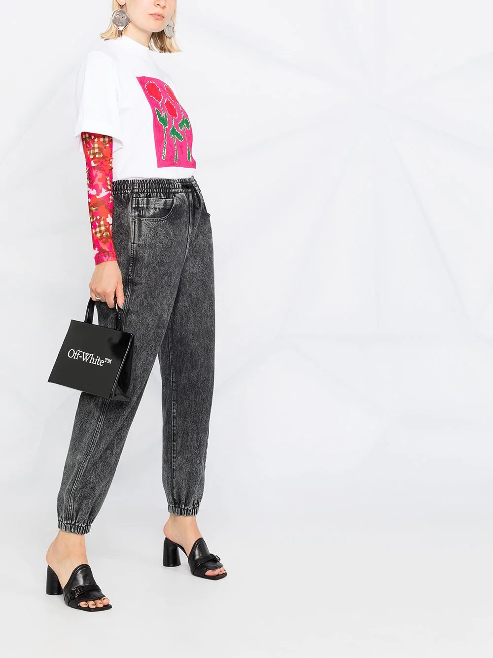 floral-print cropped T-shirt - 4