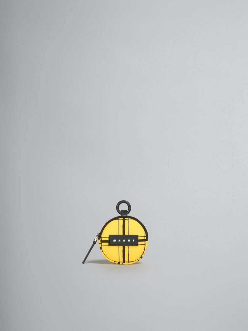 YELLOW CHECKED NYLON PUFF POUCH - 1