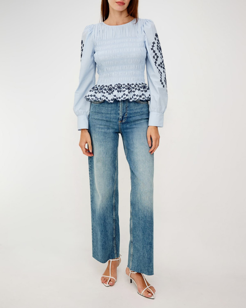 Rails Tabi Embroidered Long-Sleeve Poplin Top outlook