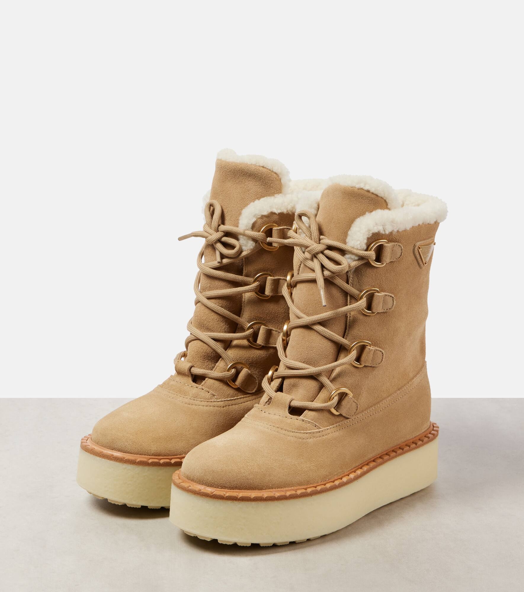 Evolve shearling-lined suede lace-up boots - 4