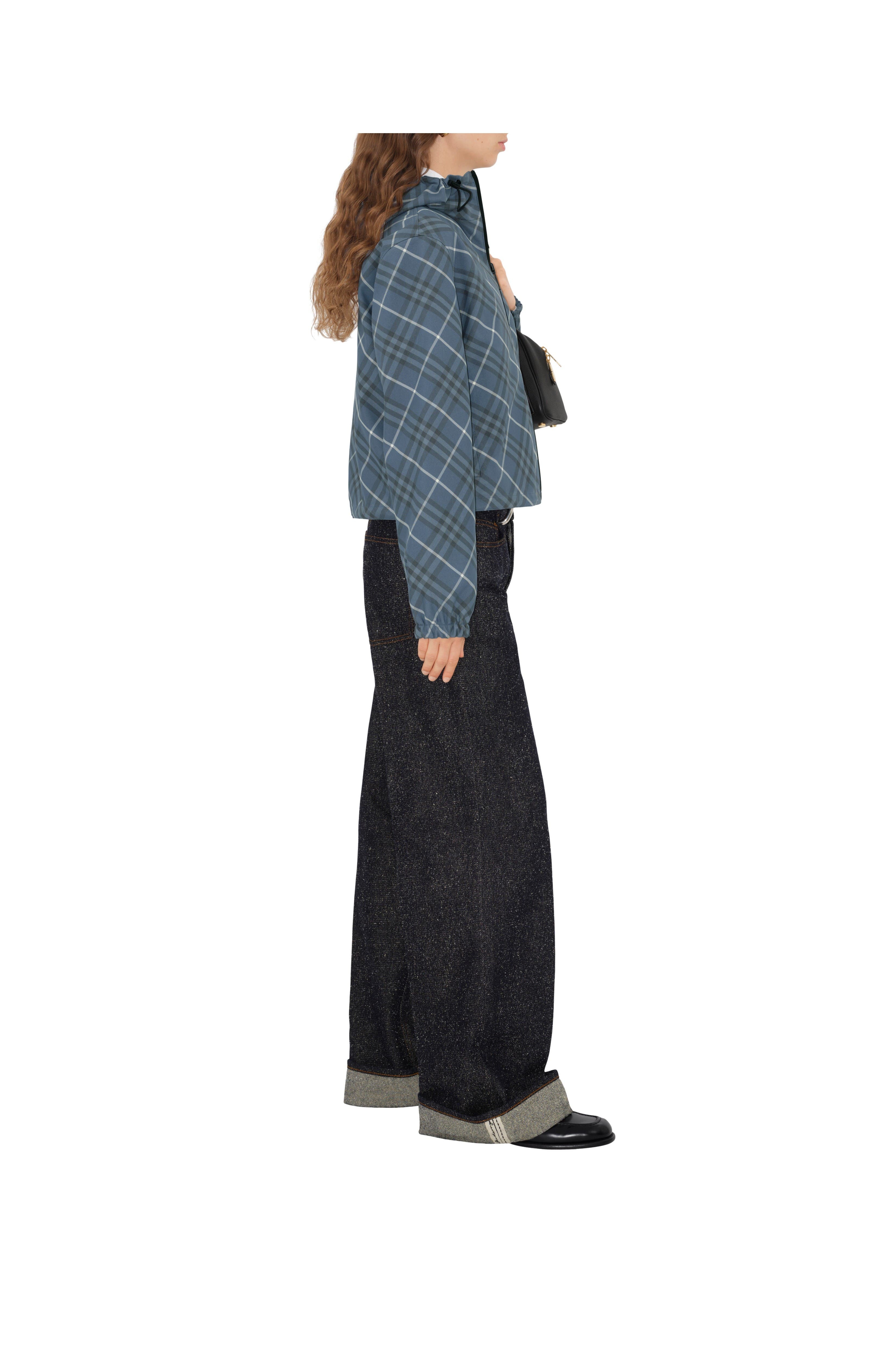 burberry Cropped Reversible Check Jacket in Pewter at Nordstrom - 4