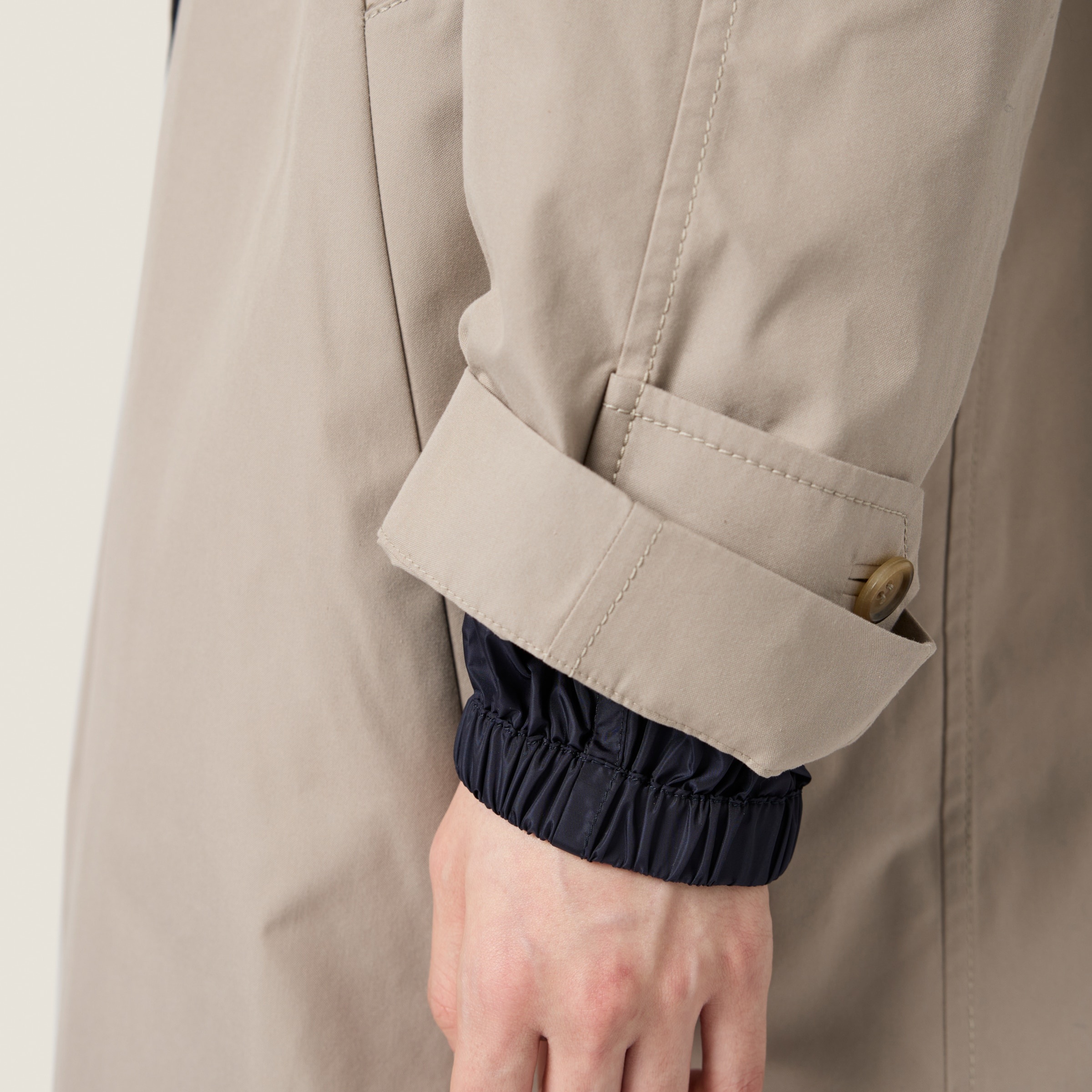 Reversible single-breasted Panama cotton and technical Pongé coat - 5