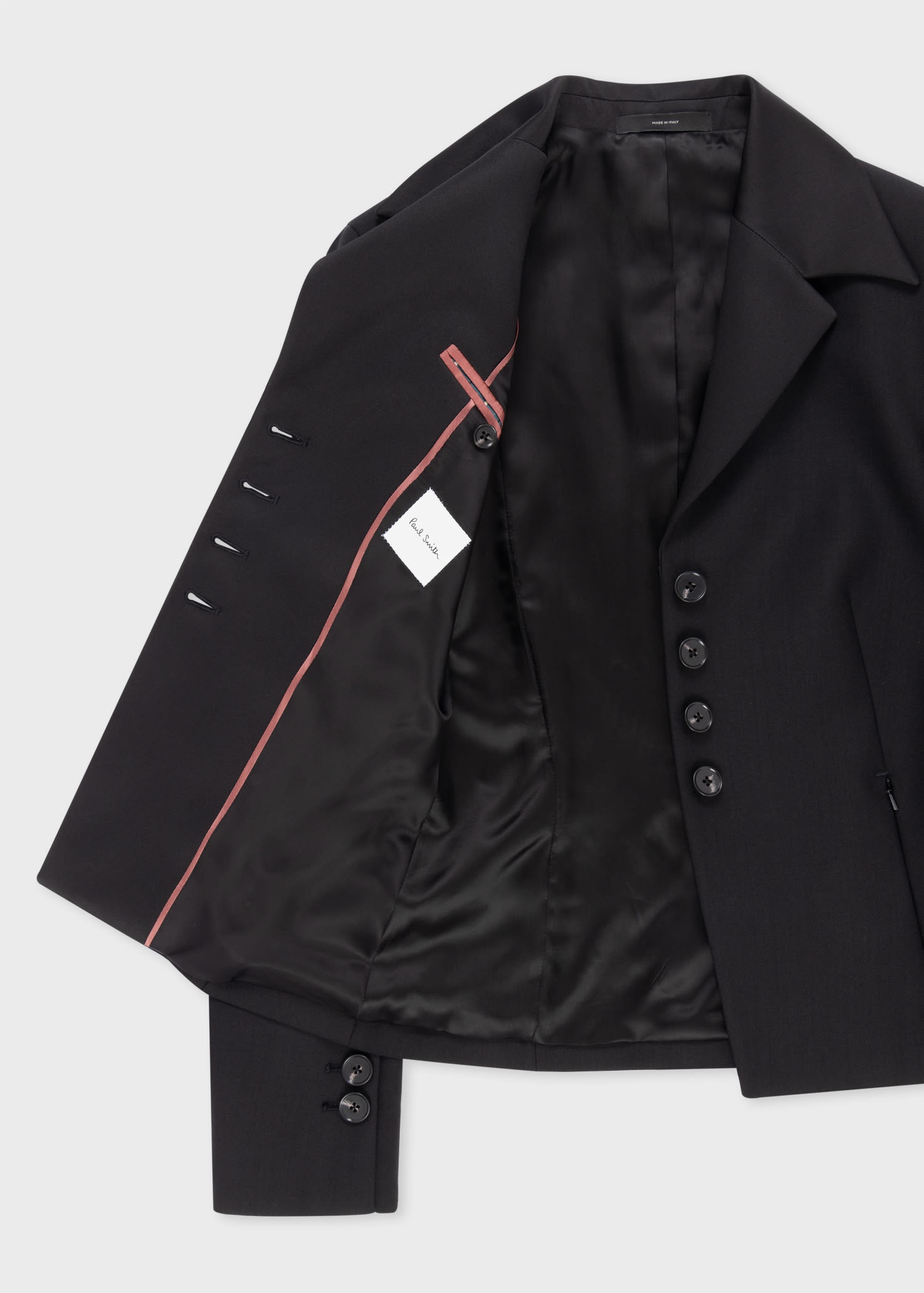 Black Wool Short Blazer - 4