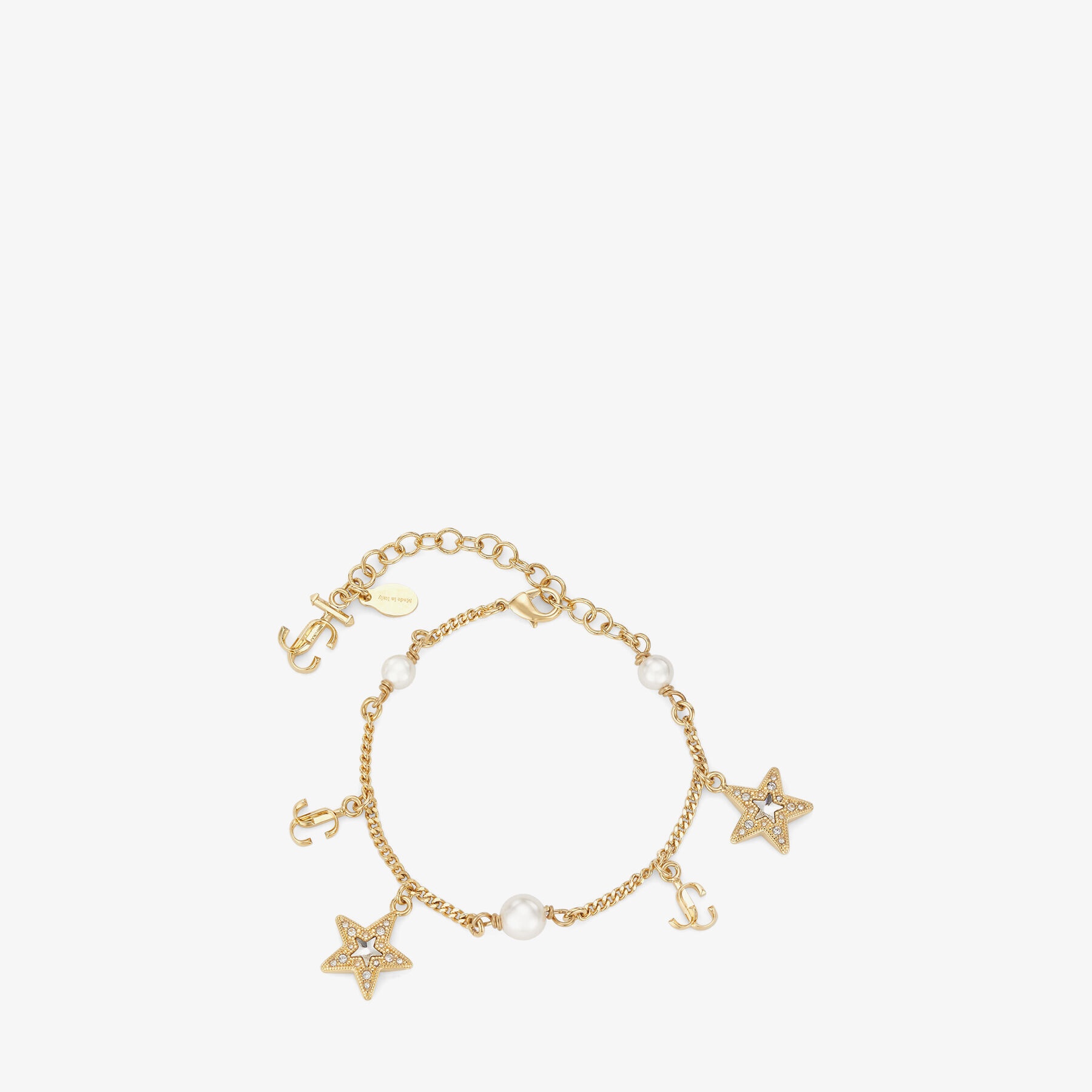 JC Star Bracelet
Gold-Finish Metal Bracelet with Pearl, Star and JC Monogram Charms - 1