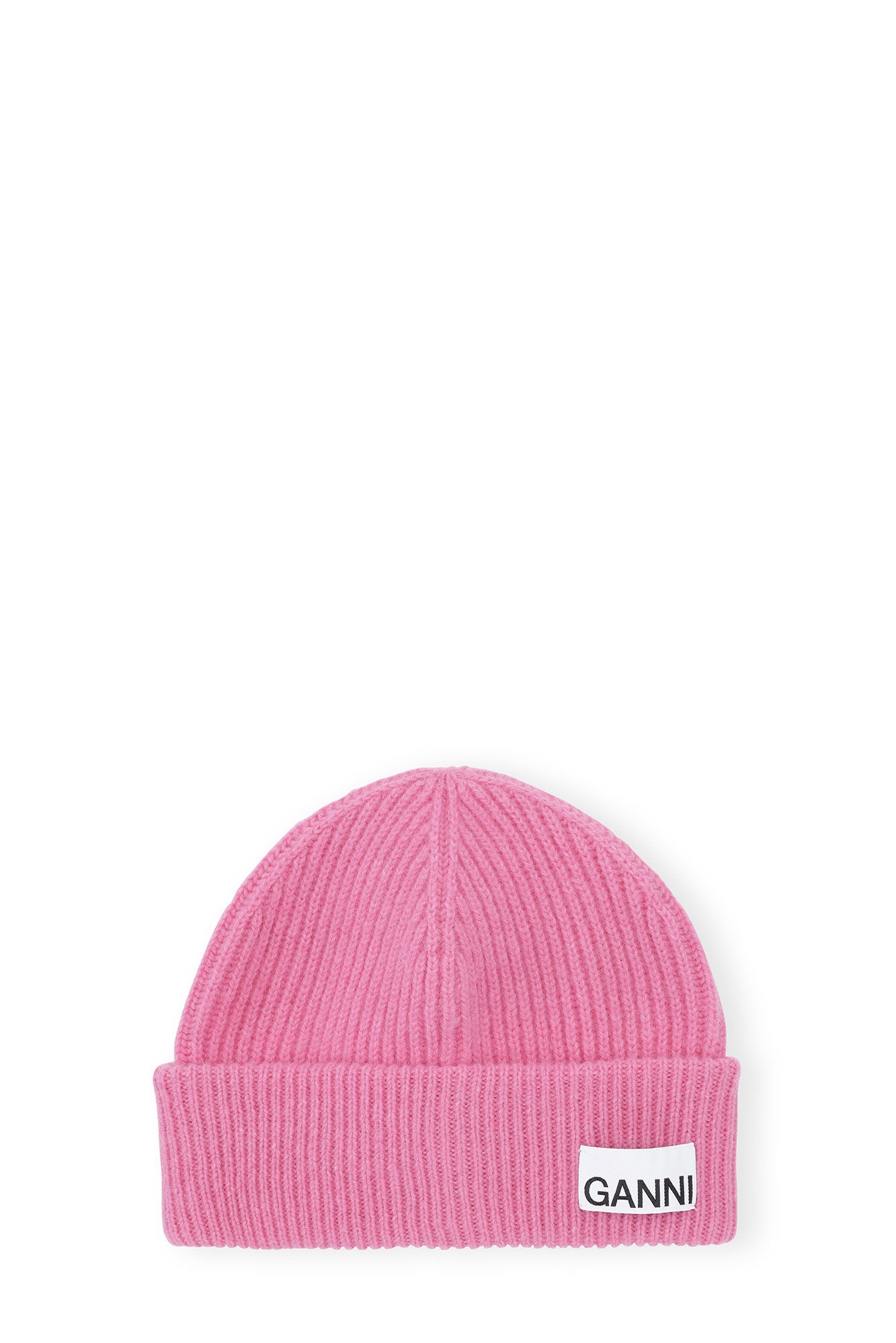 PINK FITTED WOOL RIB KNIT BEANIE - 1