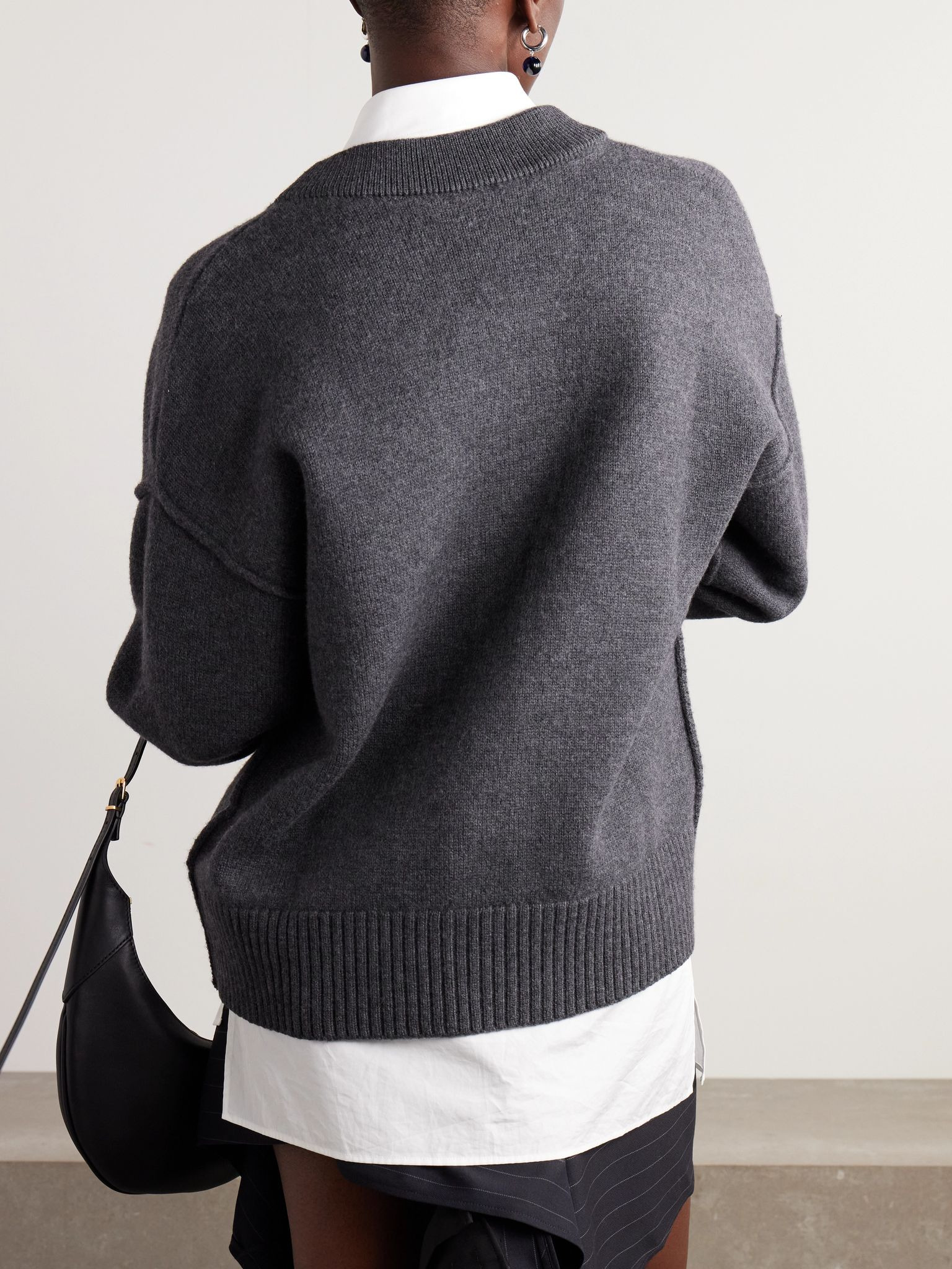 + NET SUSTAIN ADC intarsia wool cardigan Gray - 3
