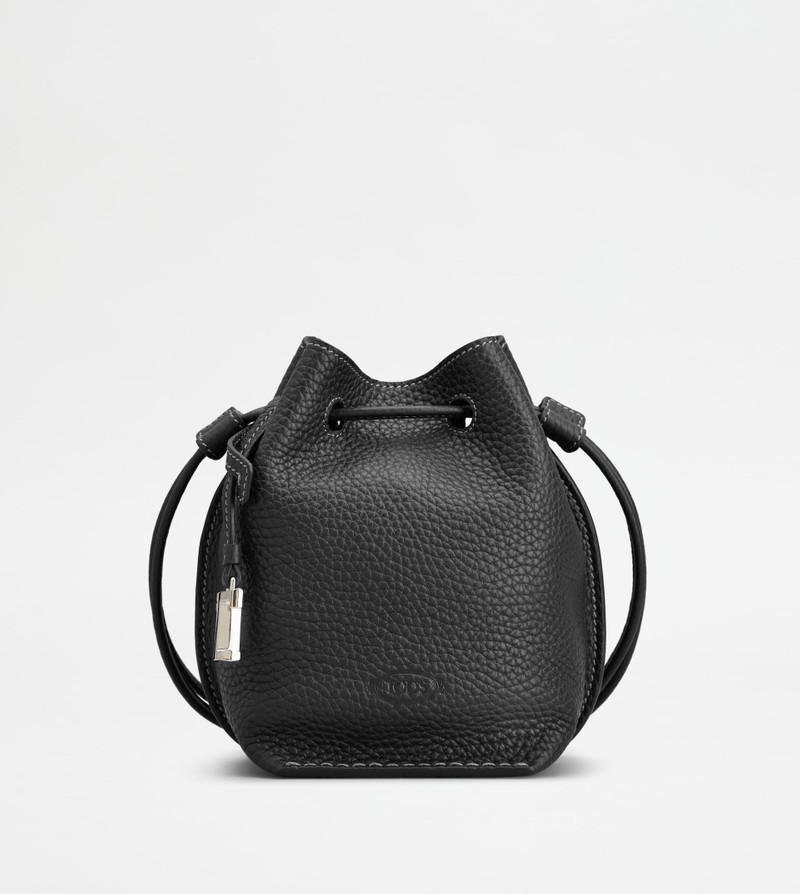 BUCKET BAG IN LEATHER MICRO - BLACK 1