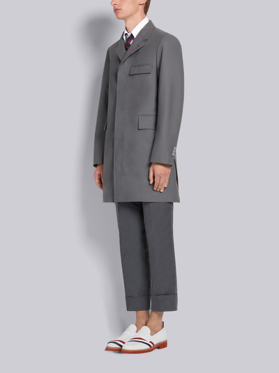 Thom Browne Medium Grey Rubberized Wool Classic Chesterfield Overcoat outlook