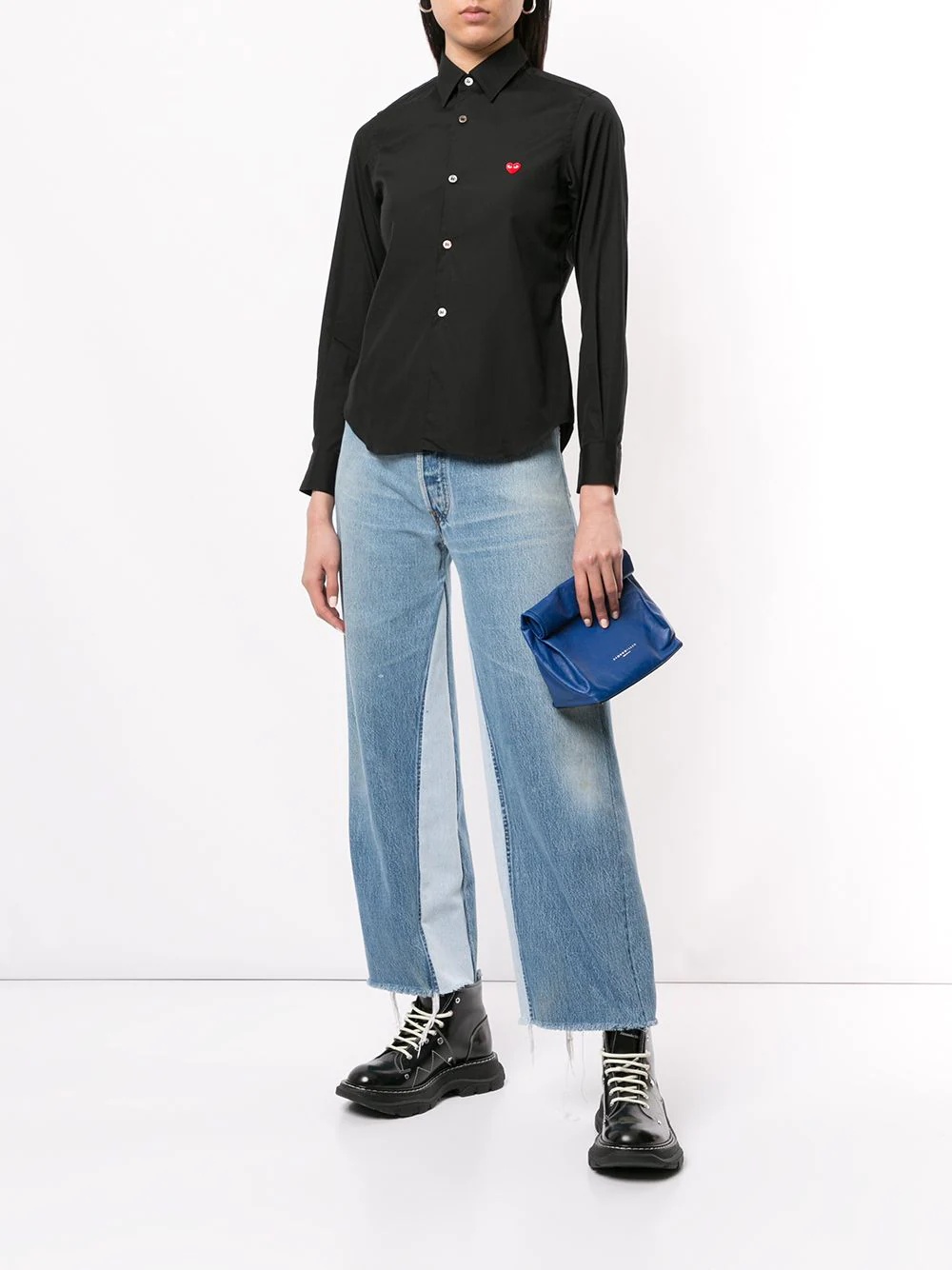 logo embroidered plain shirt - 2