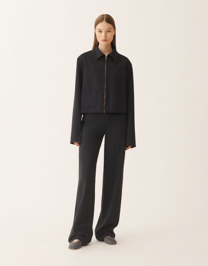 Boxy jacket in midnight blue Milano stitch jersey 3