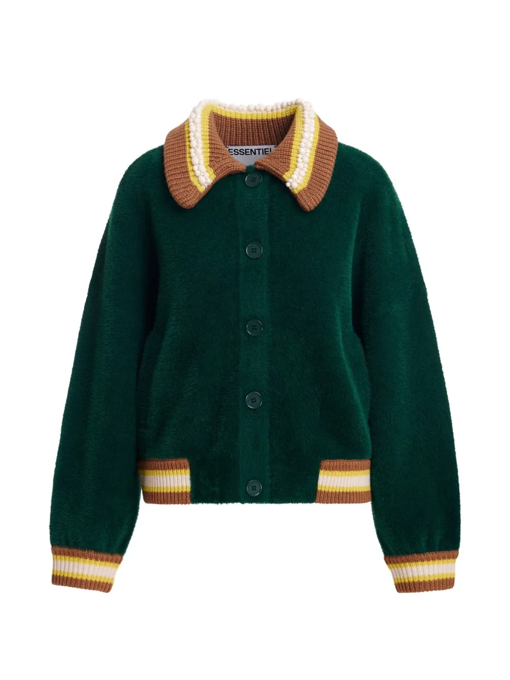bead-embellished striped-trim cardigan - 1