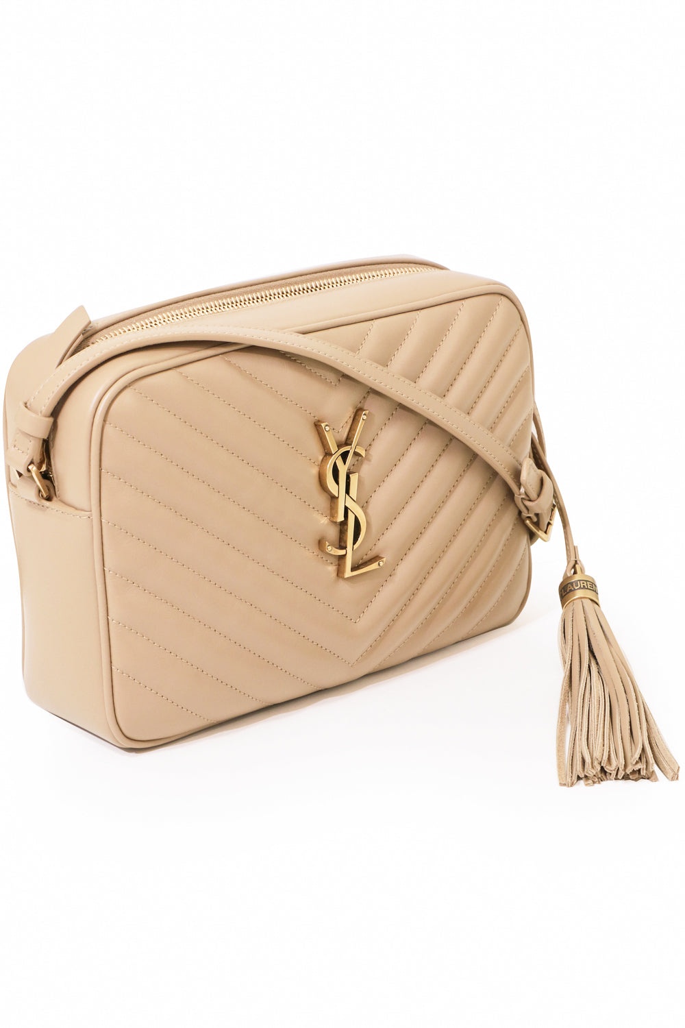 LOU QUILTED CAMERA BAG | DARK BEIGE/GOLD - 3