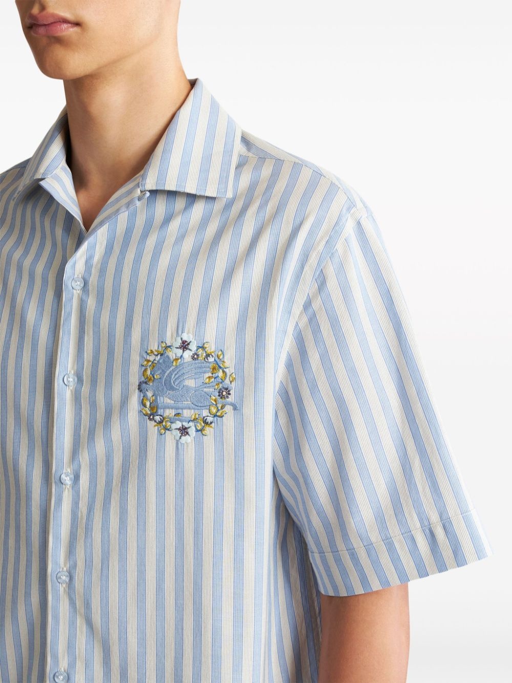 logo-embroidered cotton shirt - 5