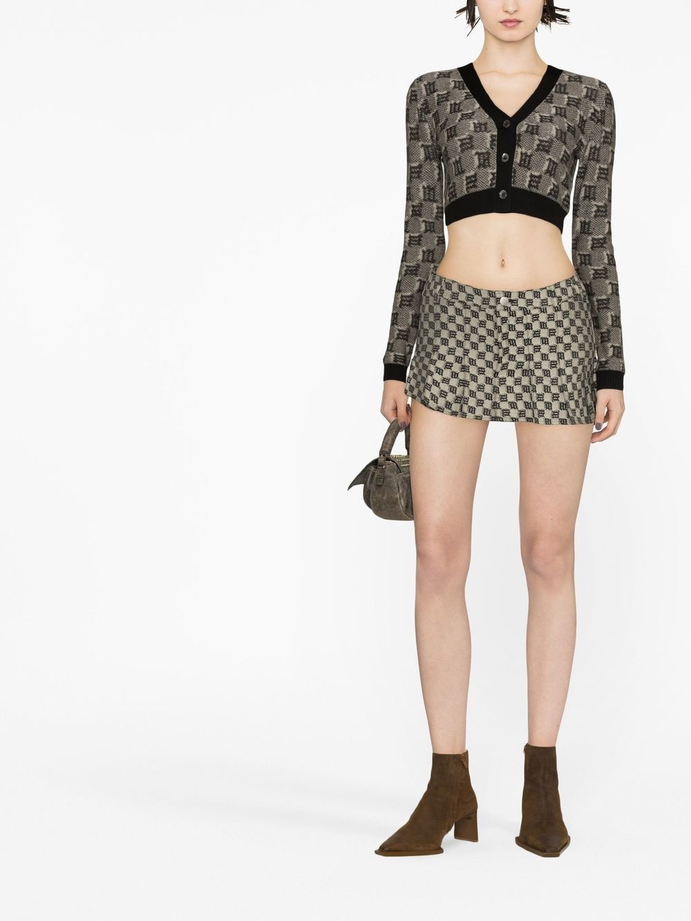 monogram-pattern pleated mini skirt - 2