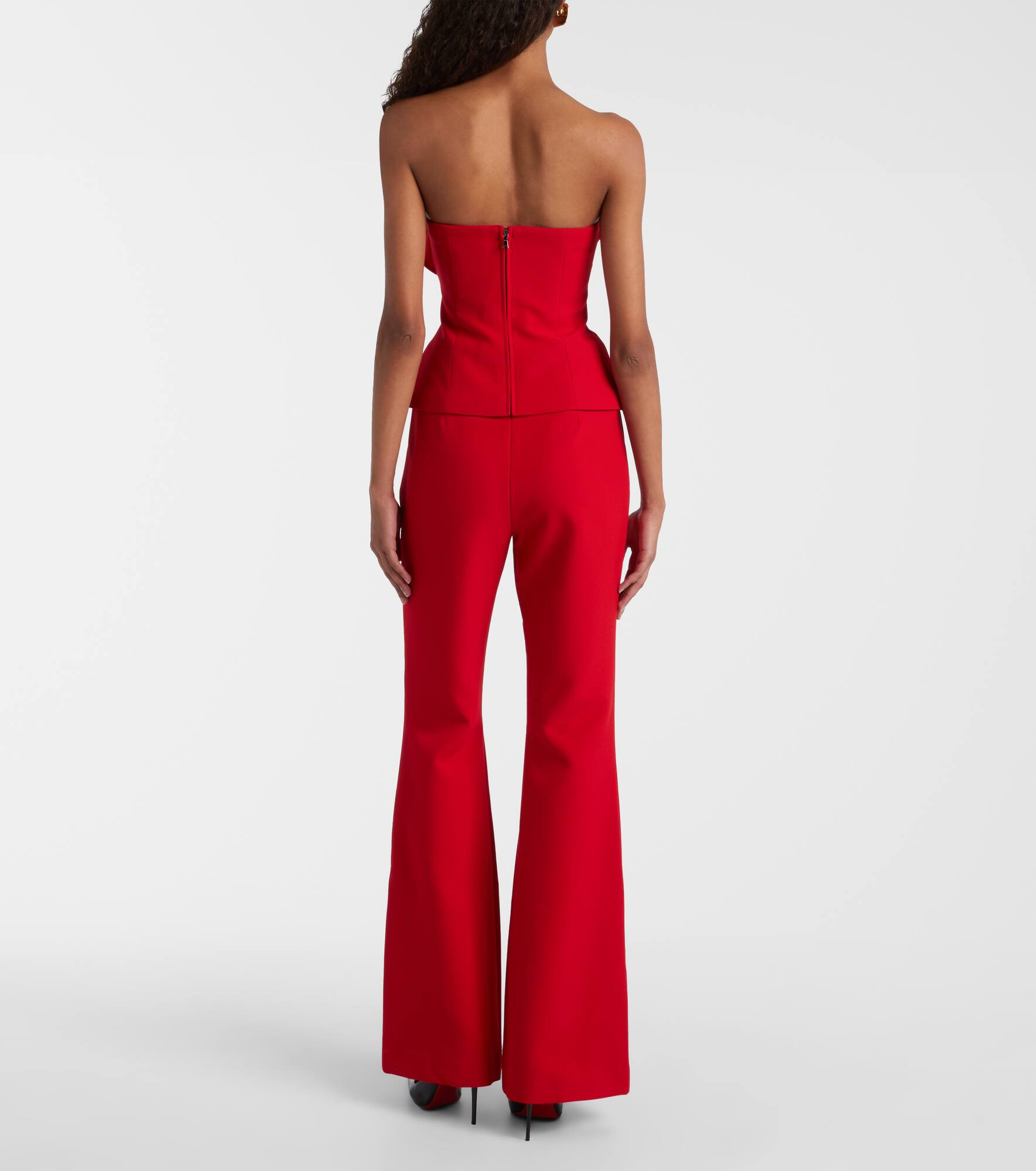 Floral-appliqué strapless crêpe top - 3