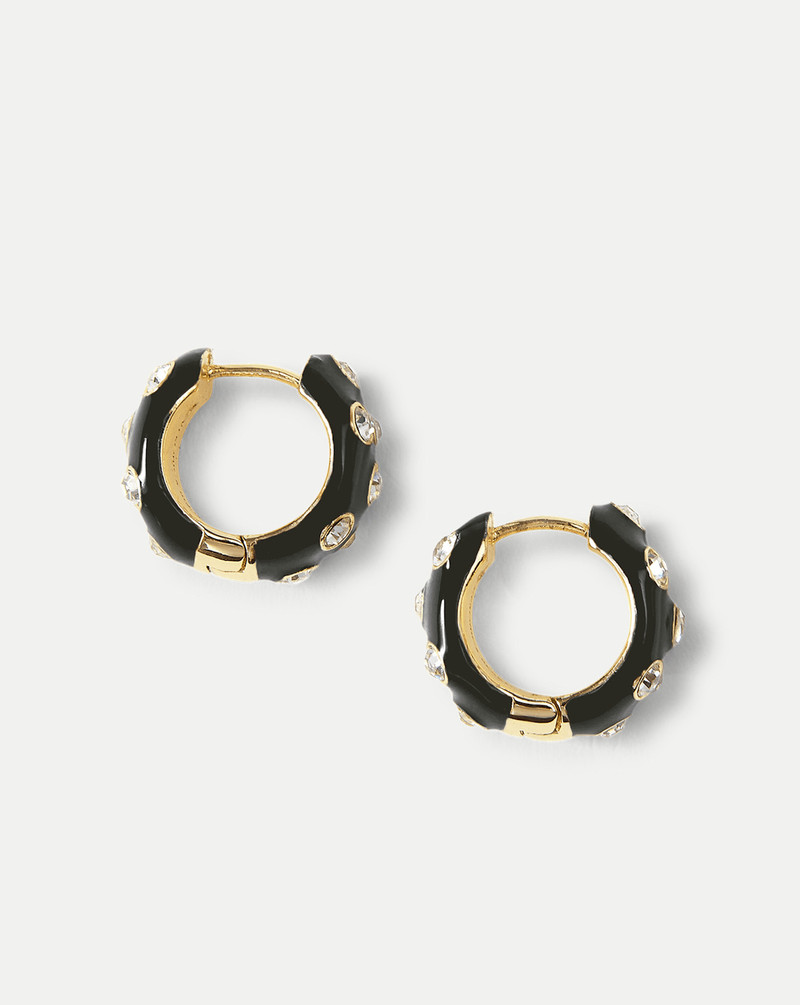 CRYSTAL AND ENAMEL HUGGIE HOOP 1