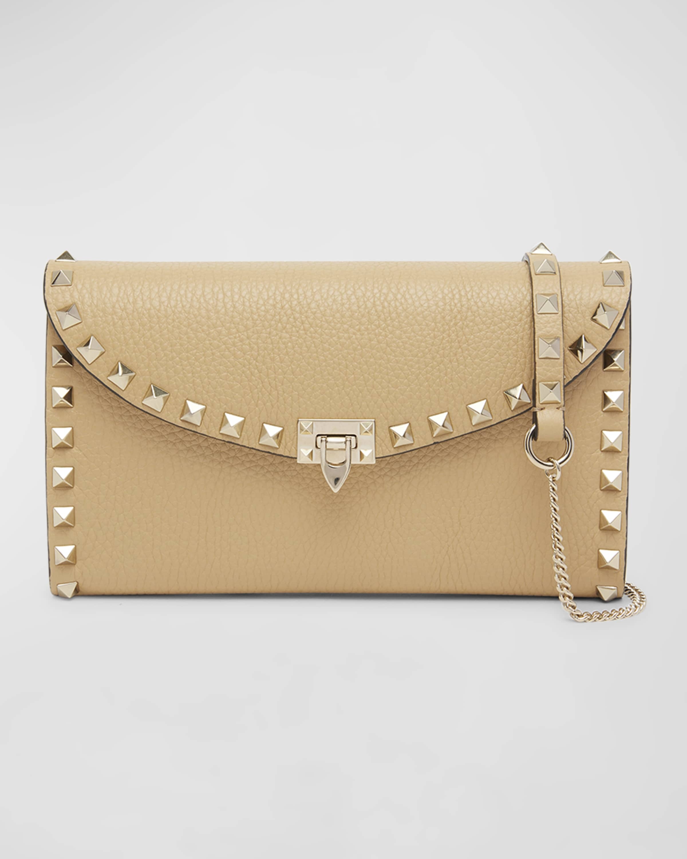 Rockstud Flap Leather Wallet on Chain - 1