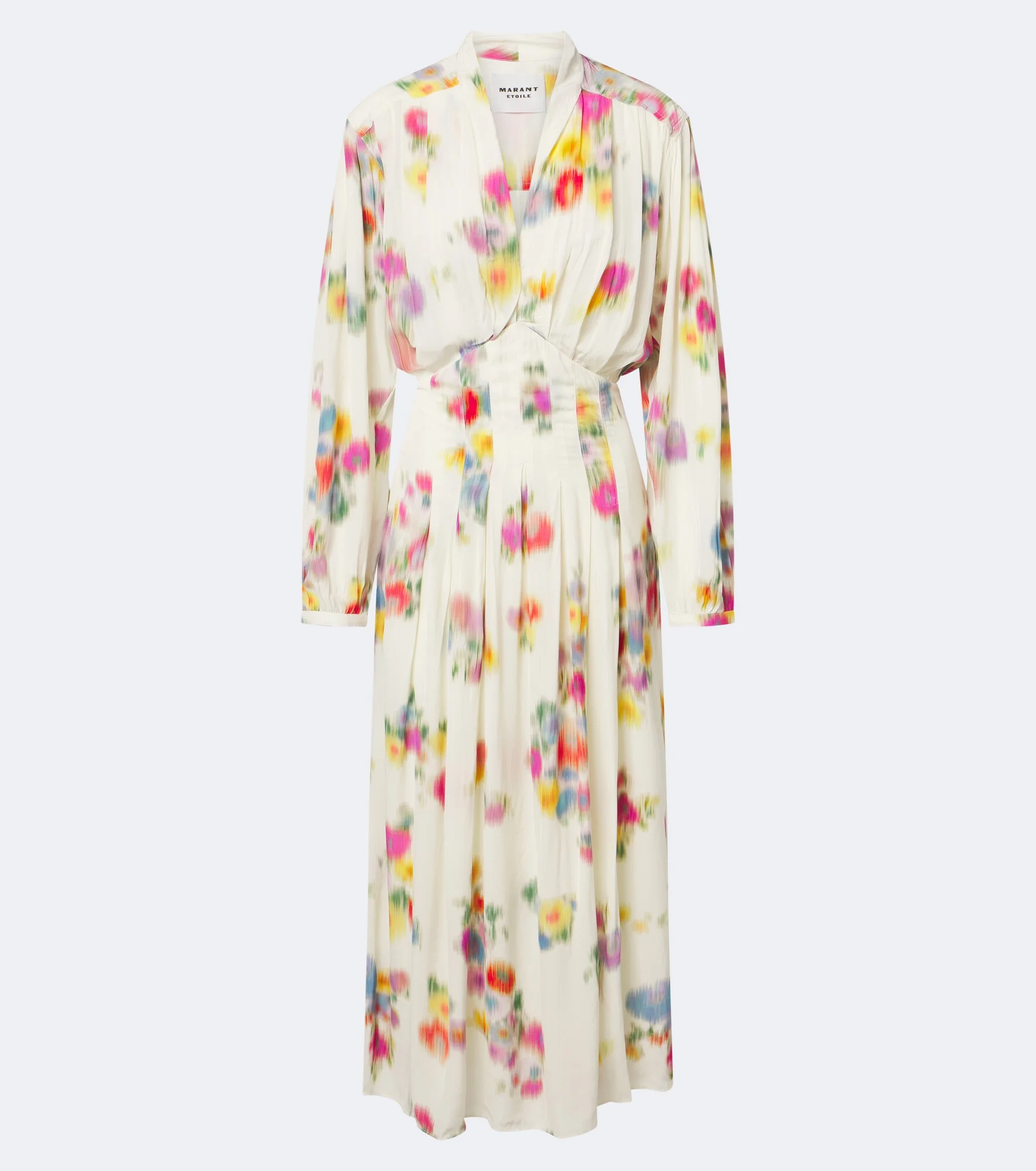 Floral pleated satin midi dress - 1