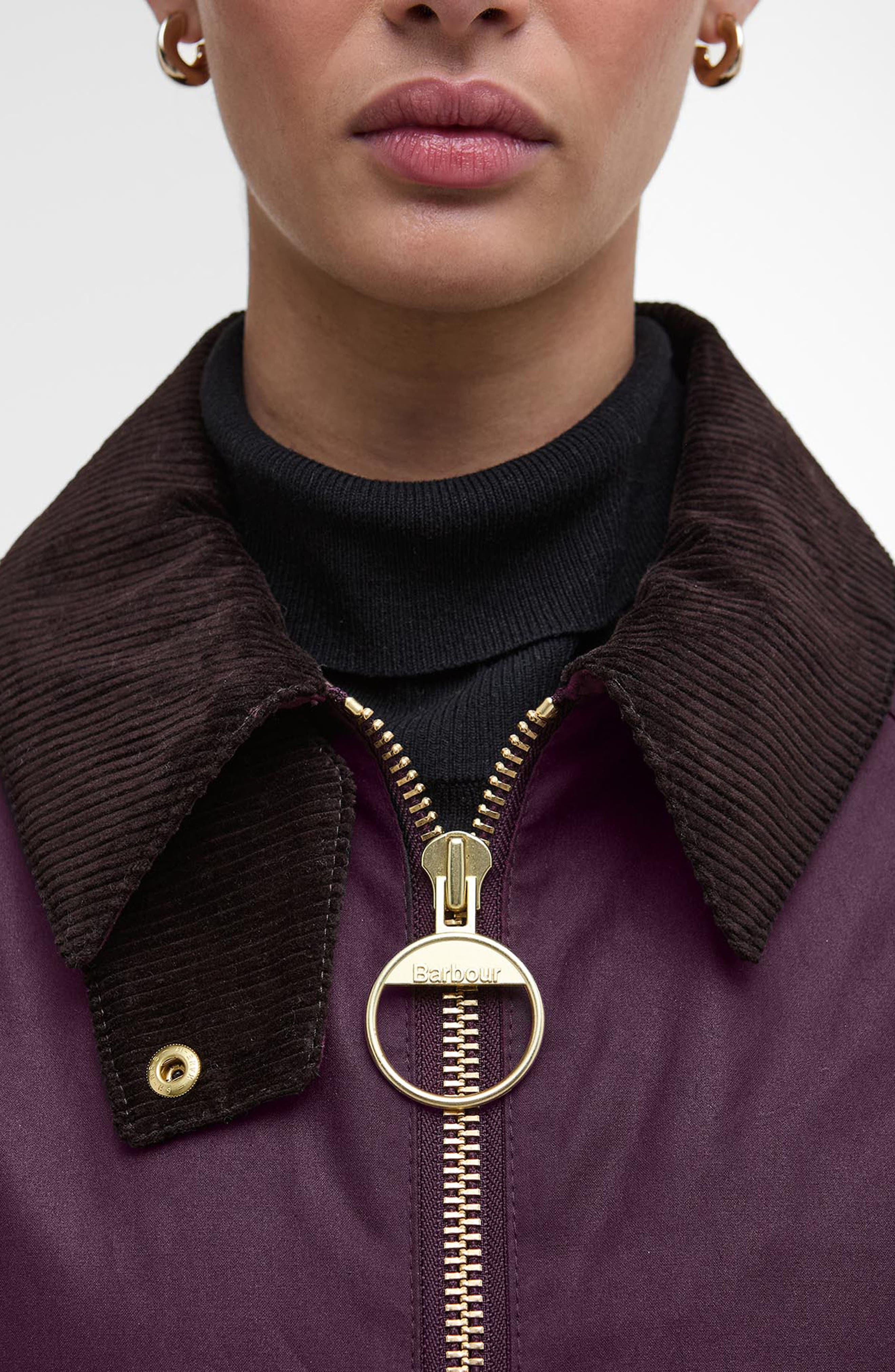 Barbour Arlene Water Repellent Waxed Jacket in Merlot/Muted Tartan at Nordstrom - 4