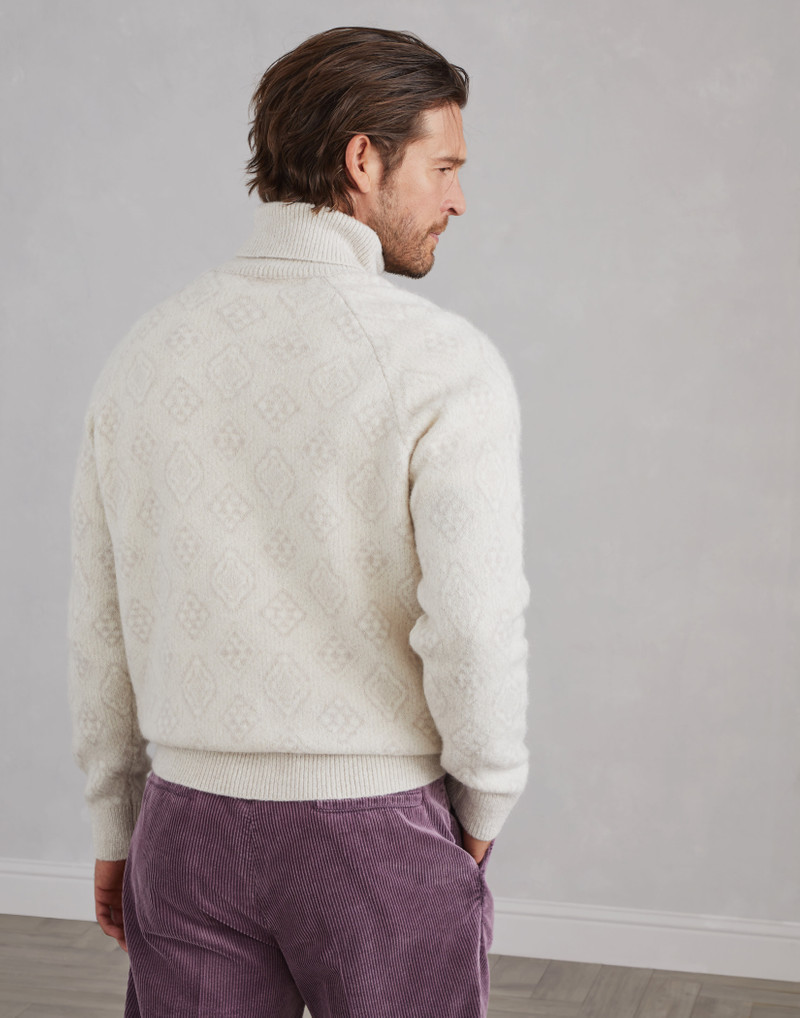Brunello Cucinelli Geometric jacquard turtleneck sweater in alpaca, cotton and wool outlook