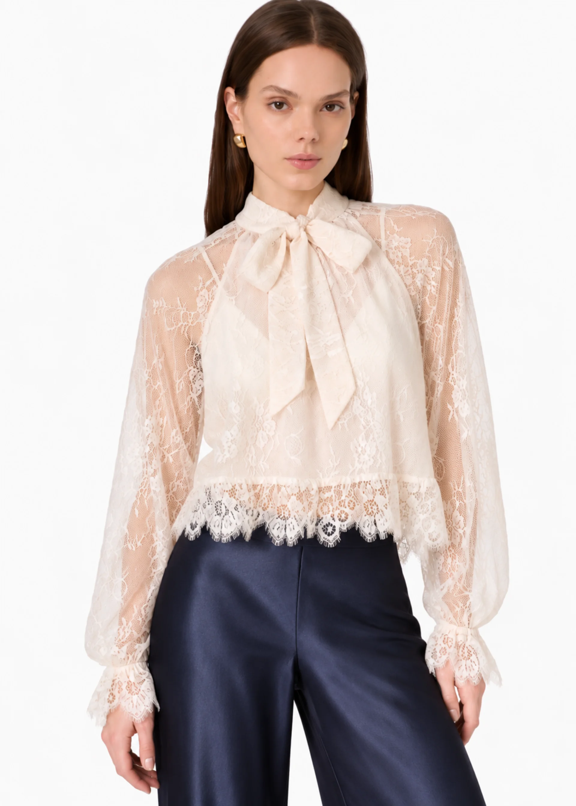 TULLY LACE BLOUSE OAT - 1