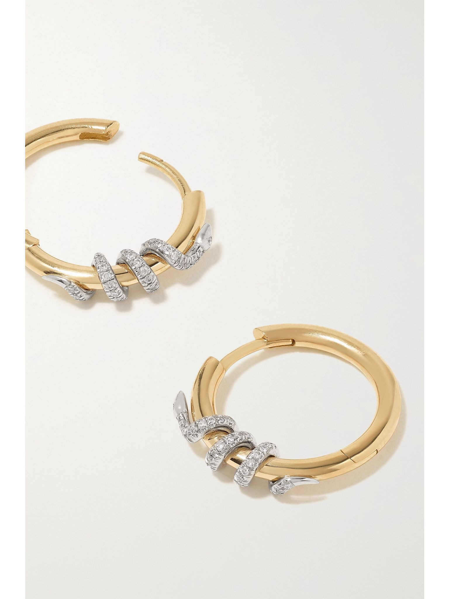 Twisted Boa 18-karat gold diamond hoop earrings Gold - 5