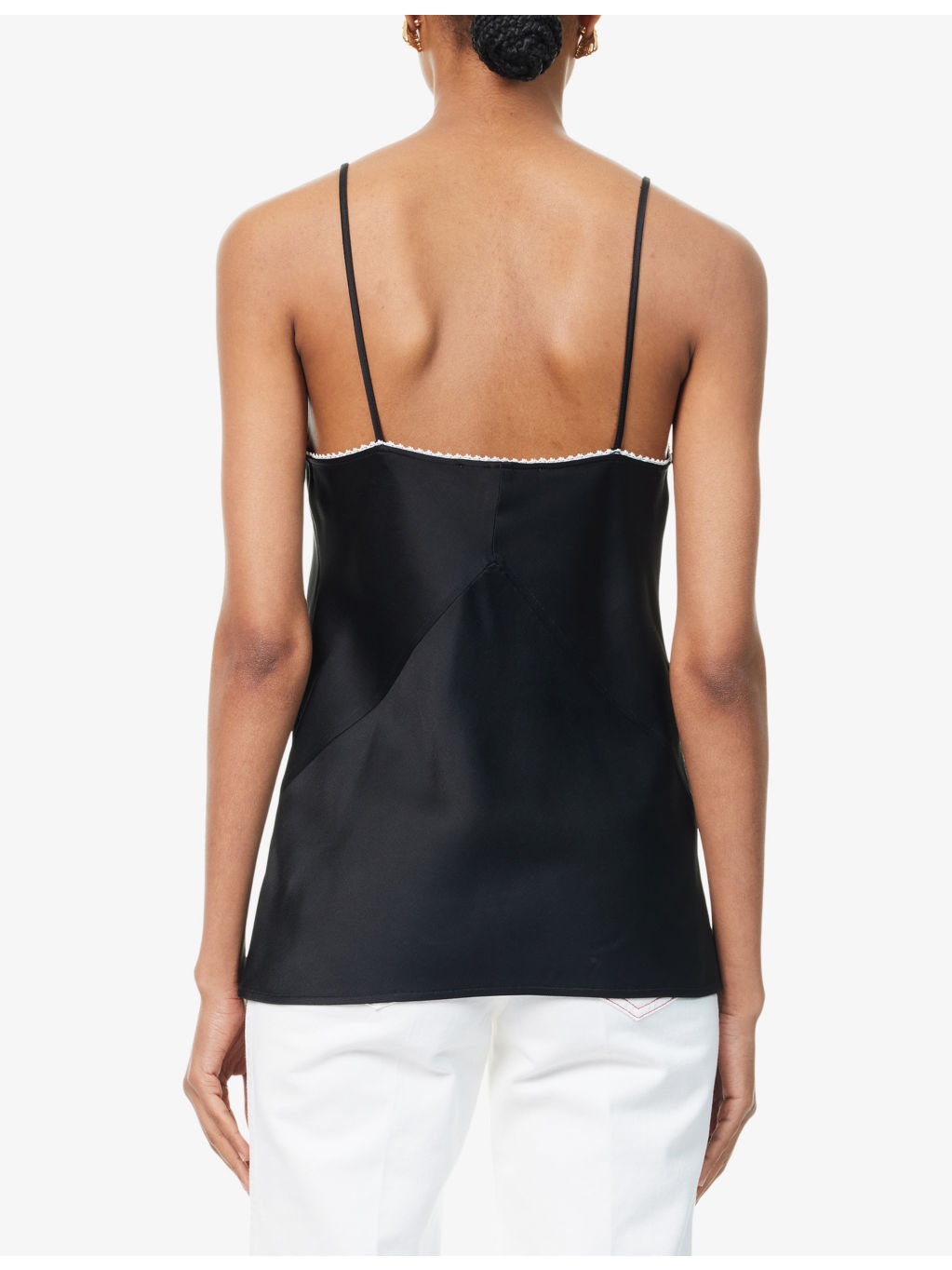 Lace Shoulder-Straps Woven Top - 4