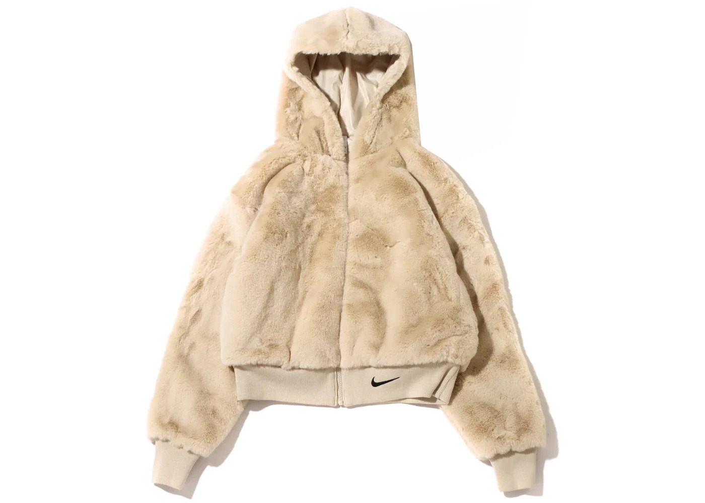 Nike Womens Essentials Faux Fur Jacket (US Sizing) Rattan/Black - 2